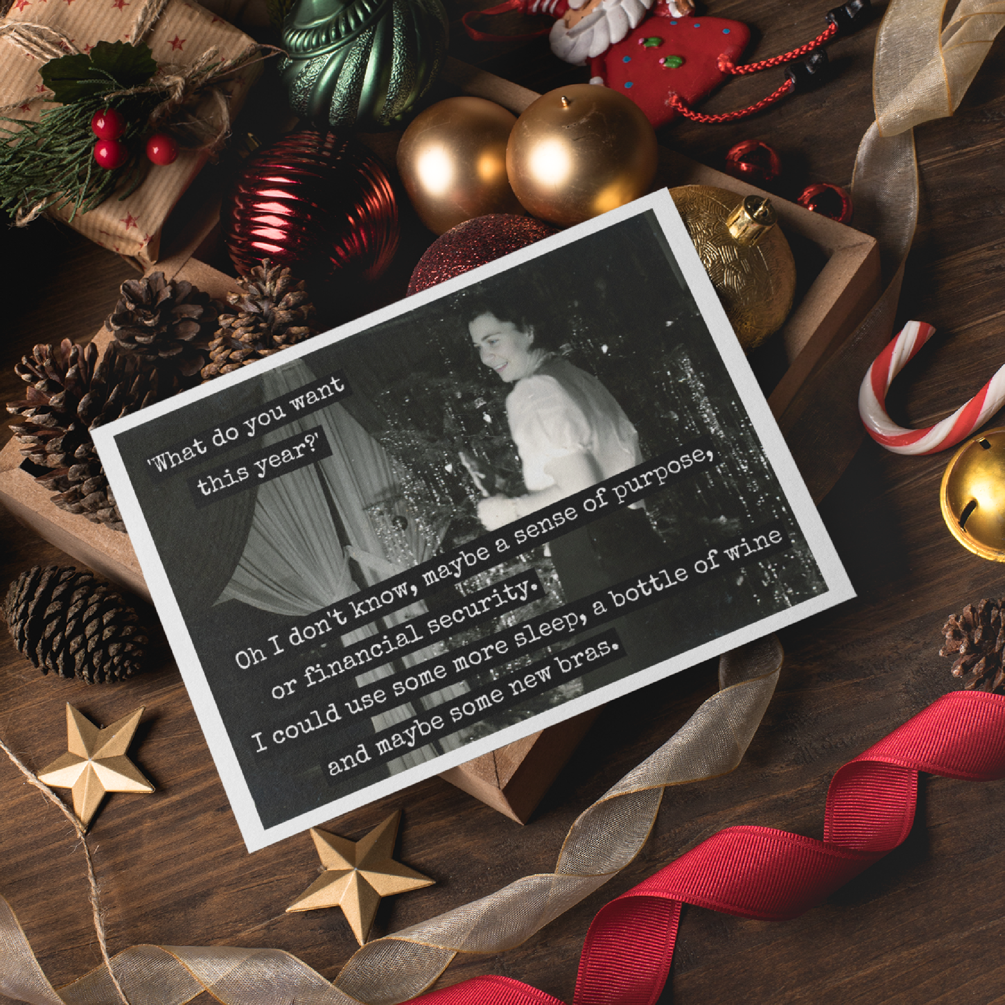Funny Christmas Card. What Do You Want This Year? Oh I Don't