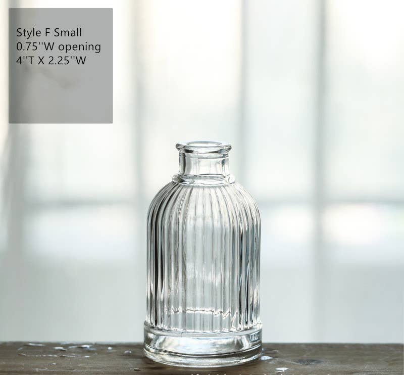 Pleated Glass Bud Vase, Small Glass Vases, Clear: Style C