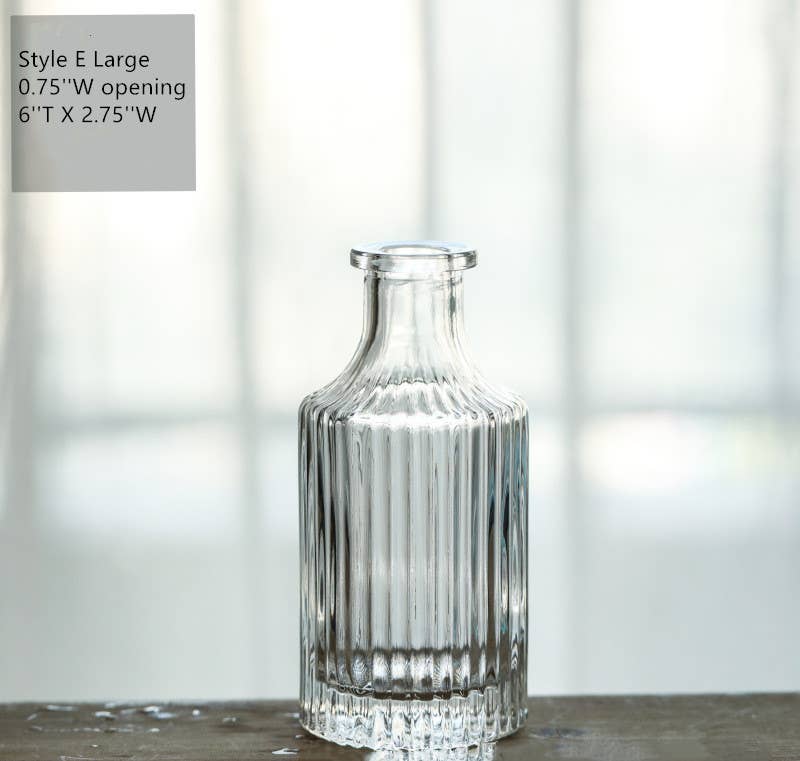 Pleated Glass Bud Vase, Small Glass Vases, Clear: Style C