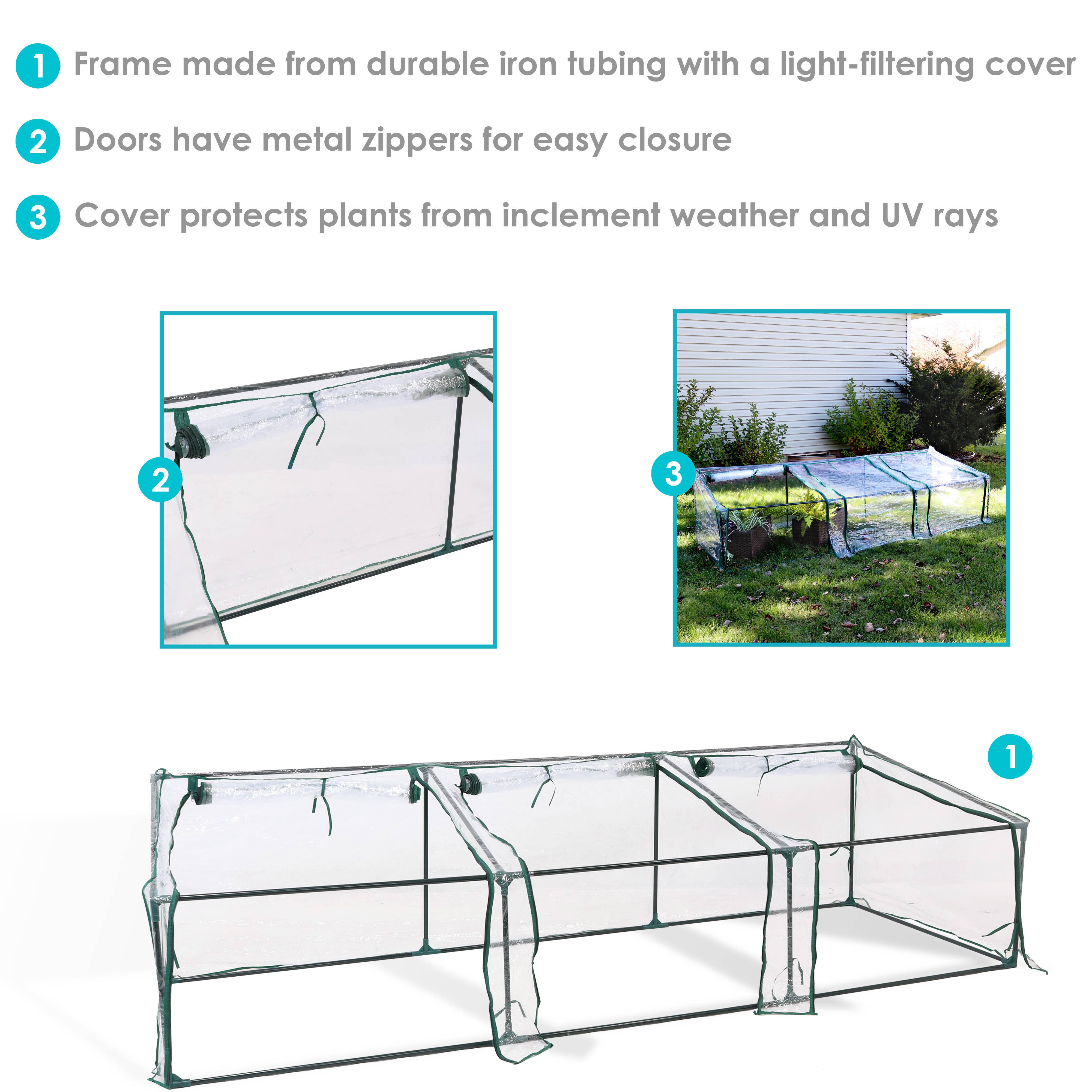 Mini Slanted Cloche Greenhouse with Zippered Doors - Clear