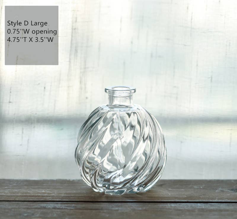 Pleated Glass Bud Vase, Small Glass Vases, Clear: Style C