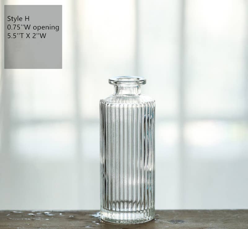 Pleated Glass Bud Vase, Small Glass Vases, Clear: Style C