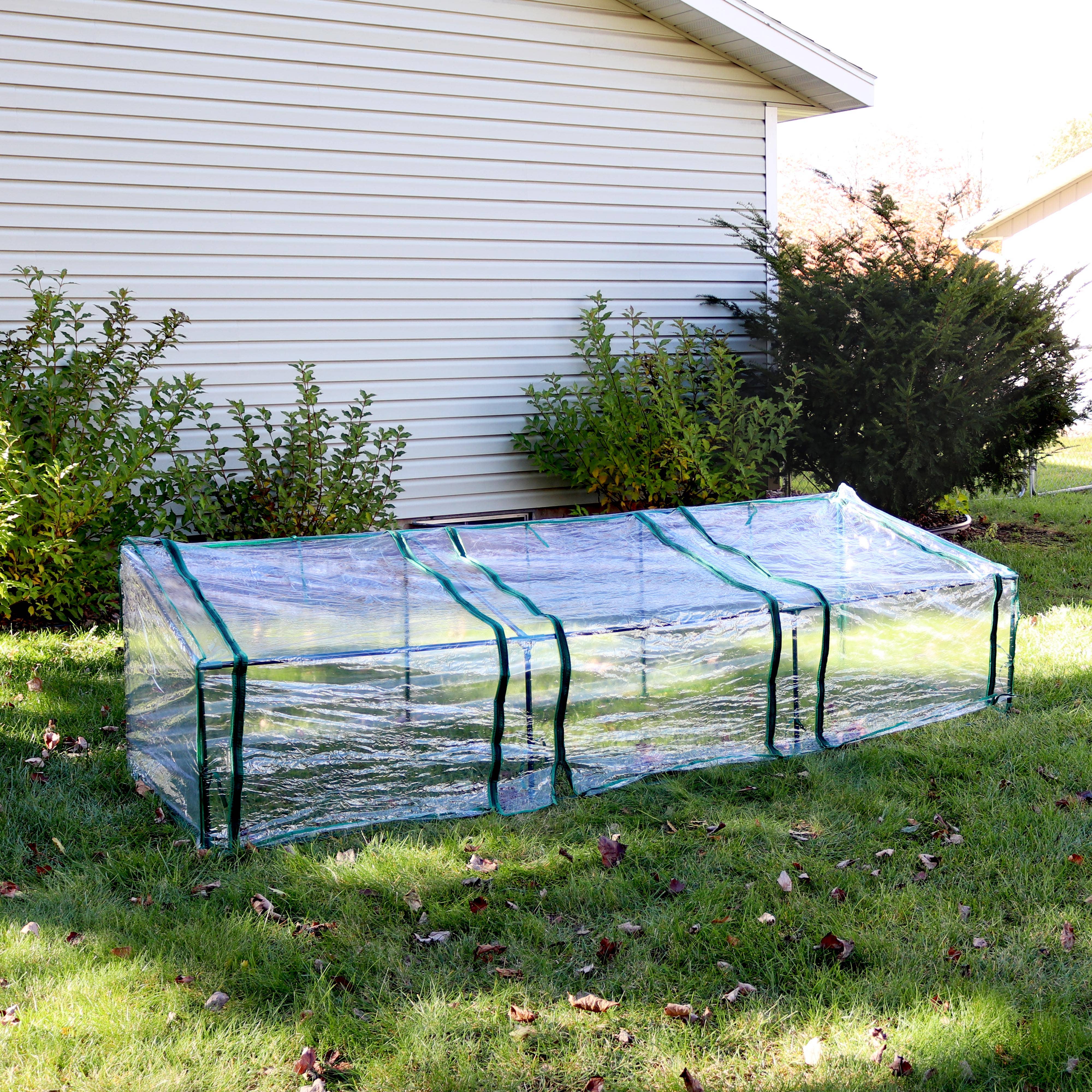 Mini Slanted Cloche Greenhouse with Zippered Doors - Clear