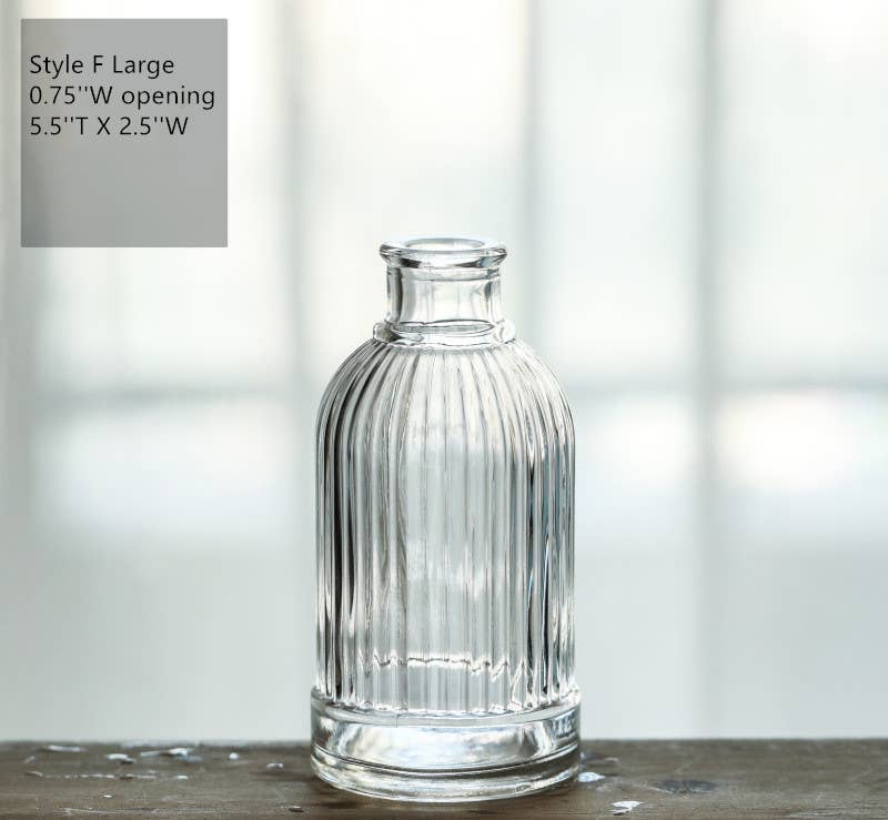 Pleated Glass Bud Vase, Small Glass Vases, Clear: Style C