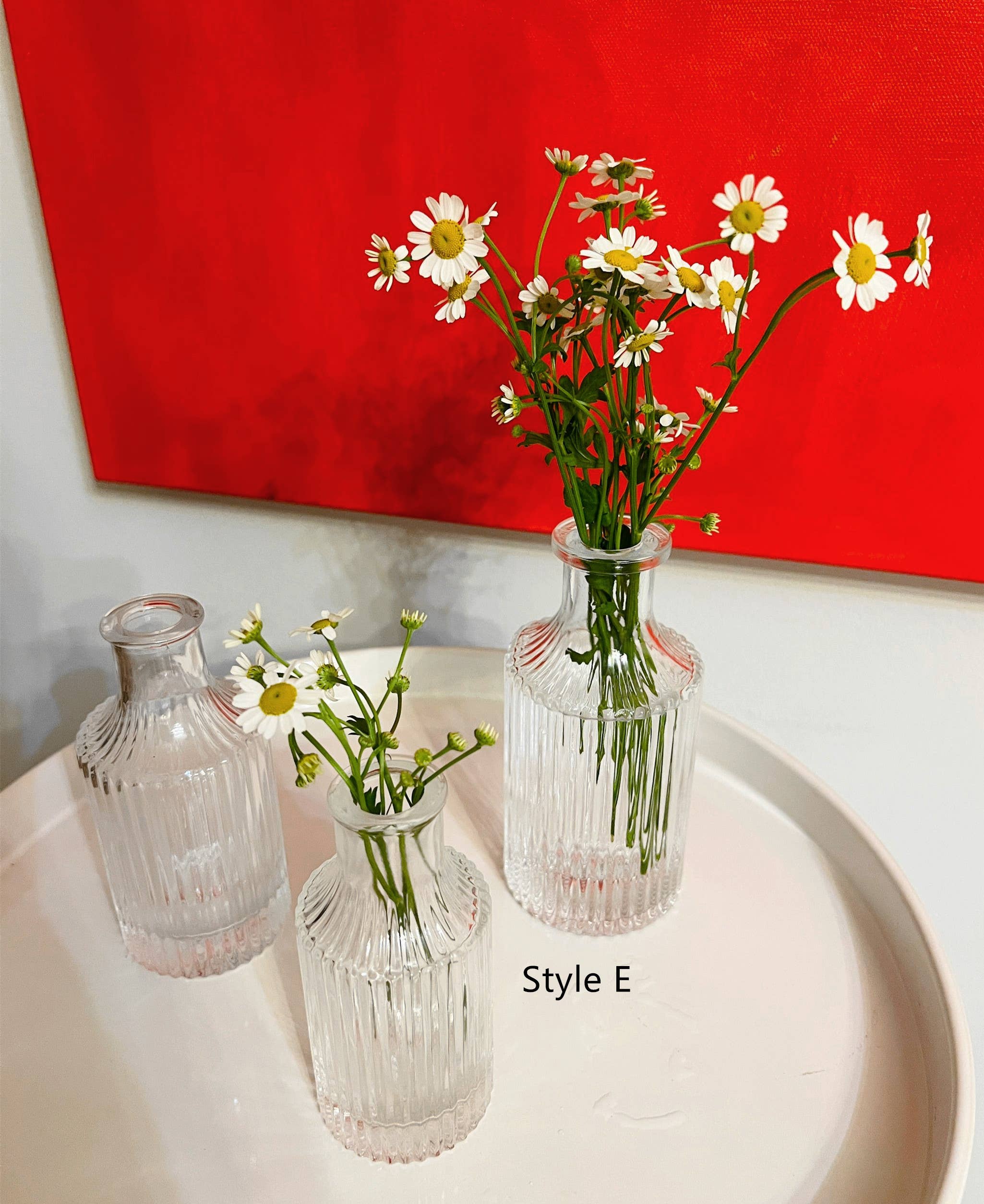Pleated Glass Bud Vase, Small Glass Vases, Clear: Style C