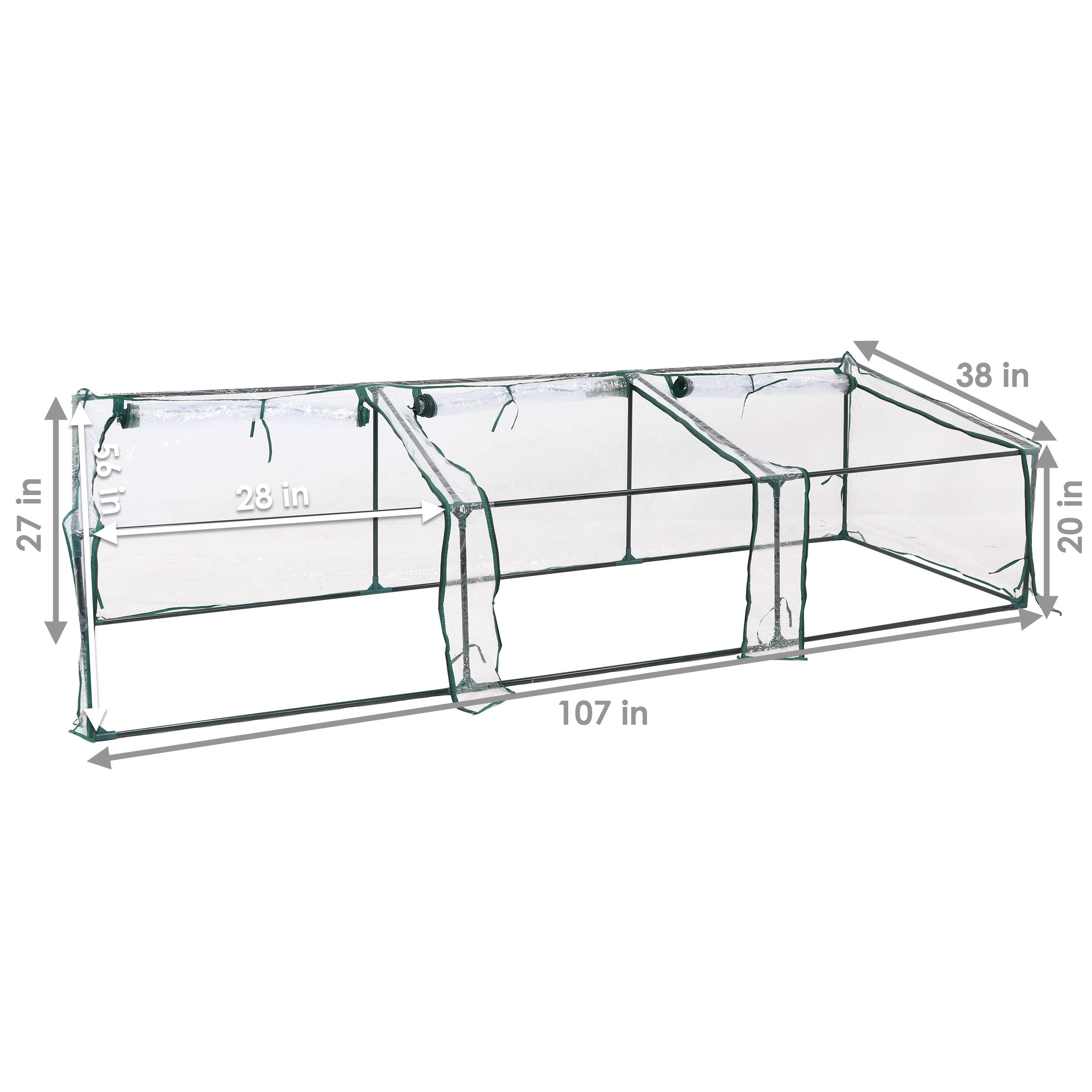Mini Slanted Cloche Greenhouse with Zippered Doors - Clear