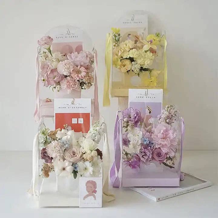Clear Handheld Flower Bag/Box: White