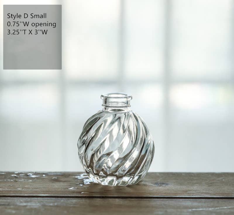 Pleated Glass Bud Vase, Small Glass Vases, Clear: Style C