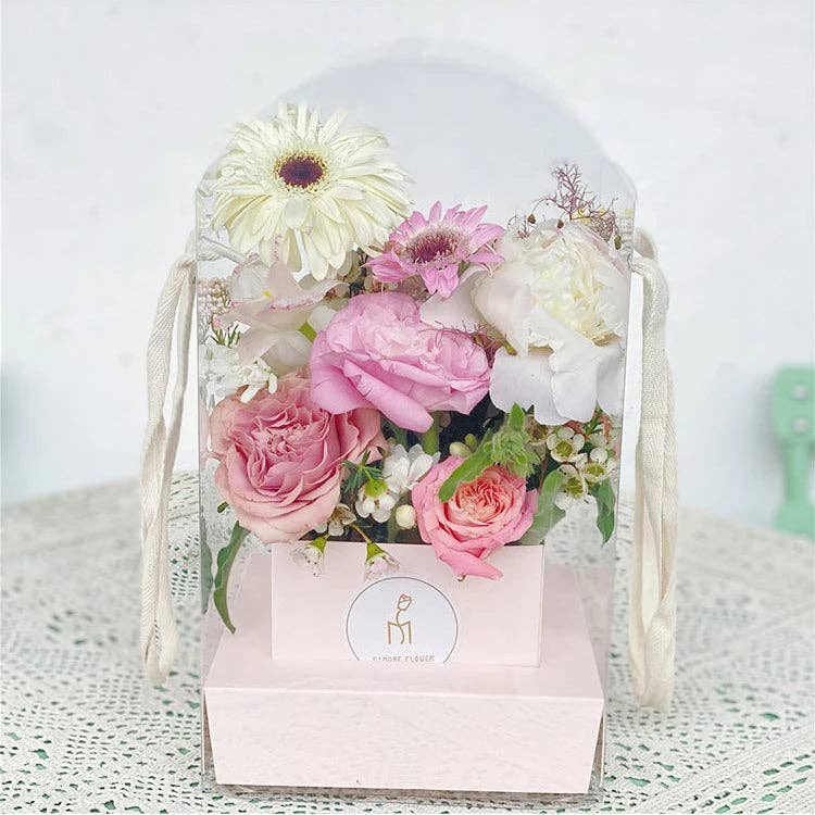 Clear Handheld Flower Bag/Box: White