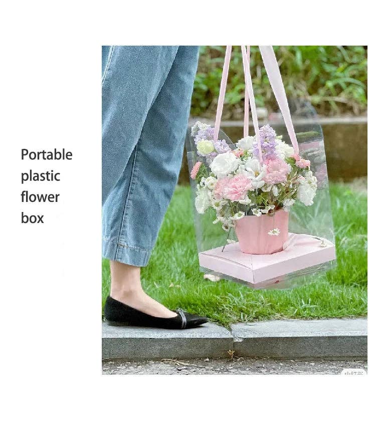 Clear Handheld Flower Bag/Box: White