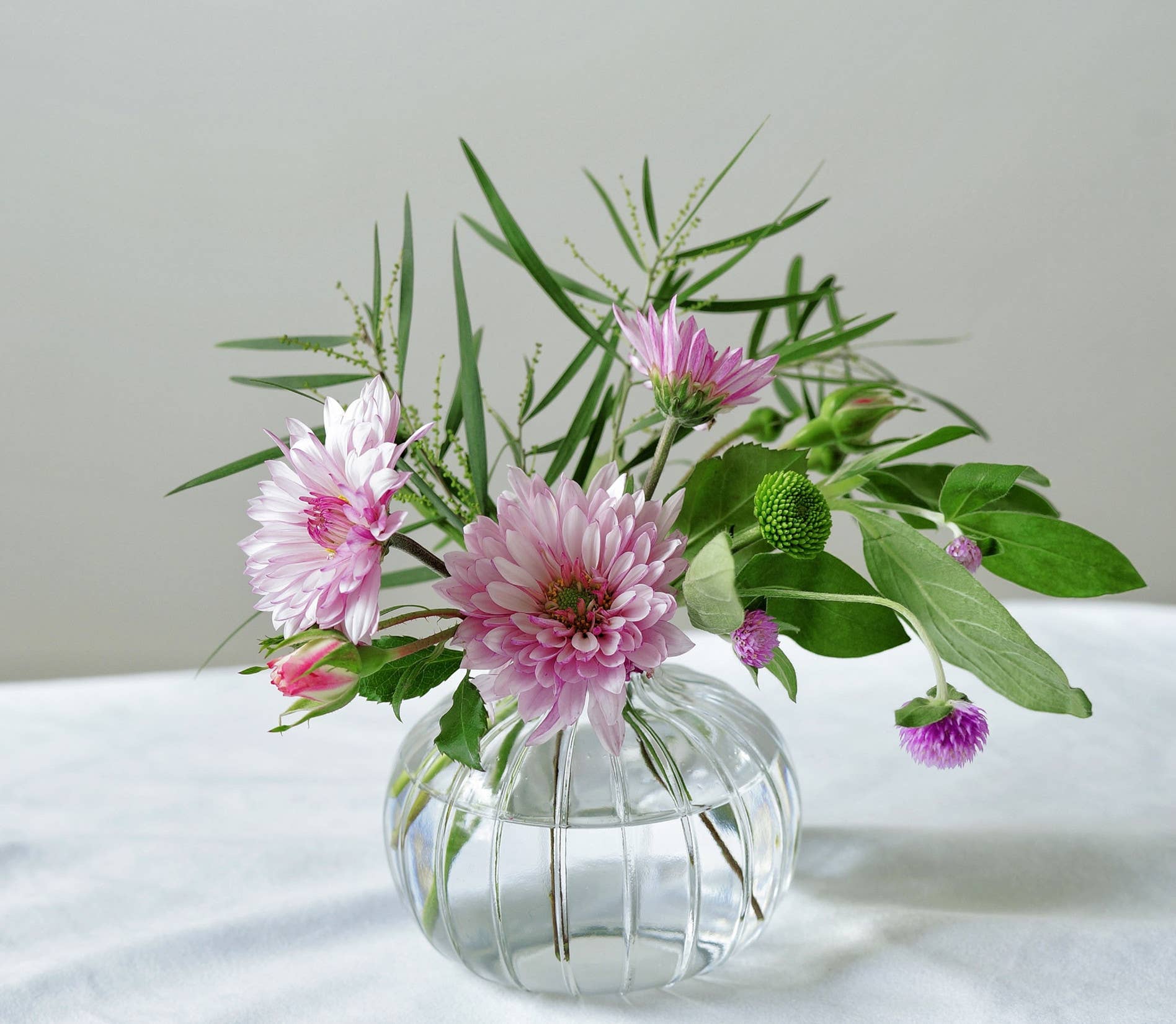 Pleated Glass Bud Vase, Small Glass Vases, Clear: Style C