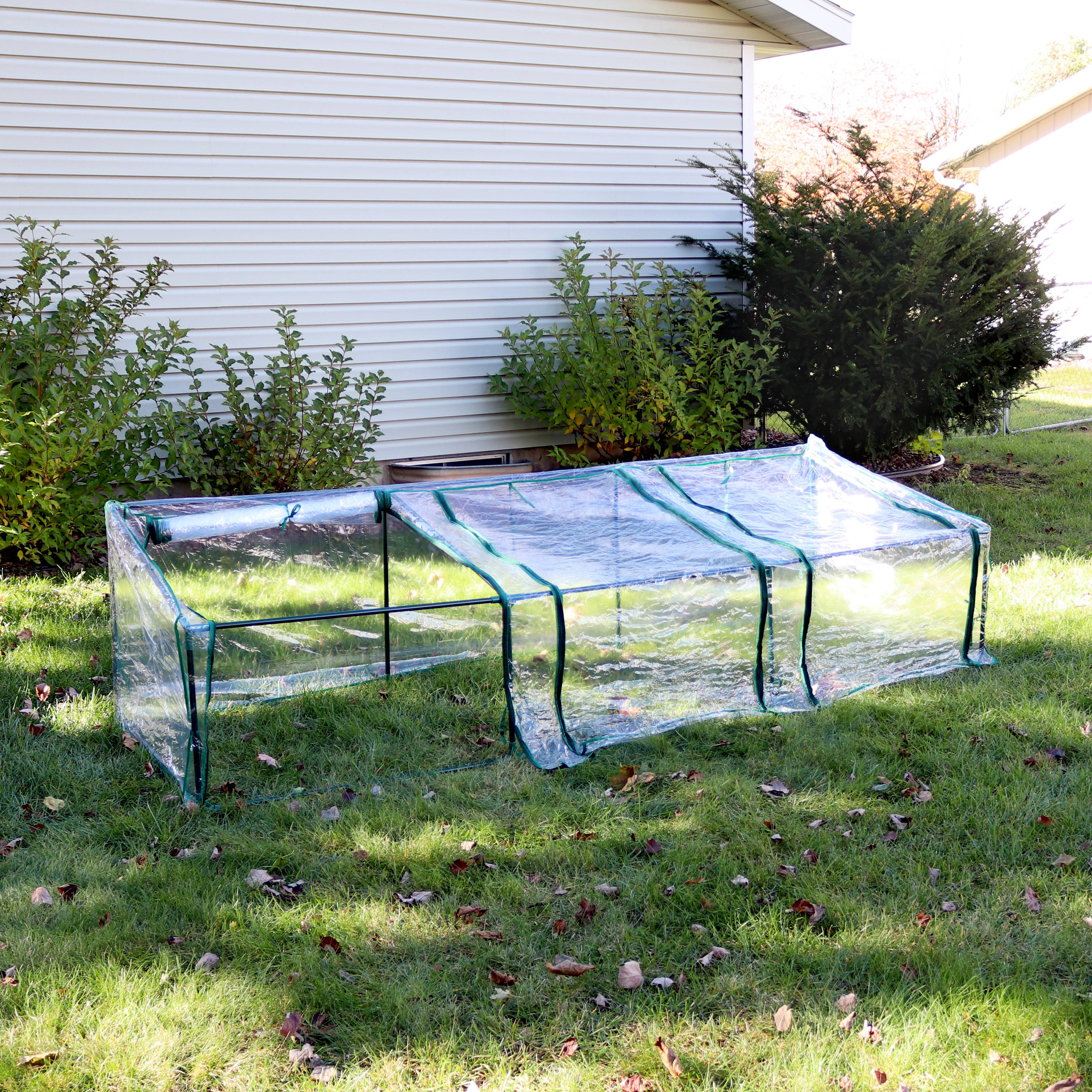 Mini Slanted Cloche Greenhouse with Zippered Doors - Clear