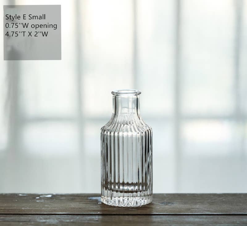 Pleated Glass Bud Vase, Small Glass Vases, Clear: Style C