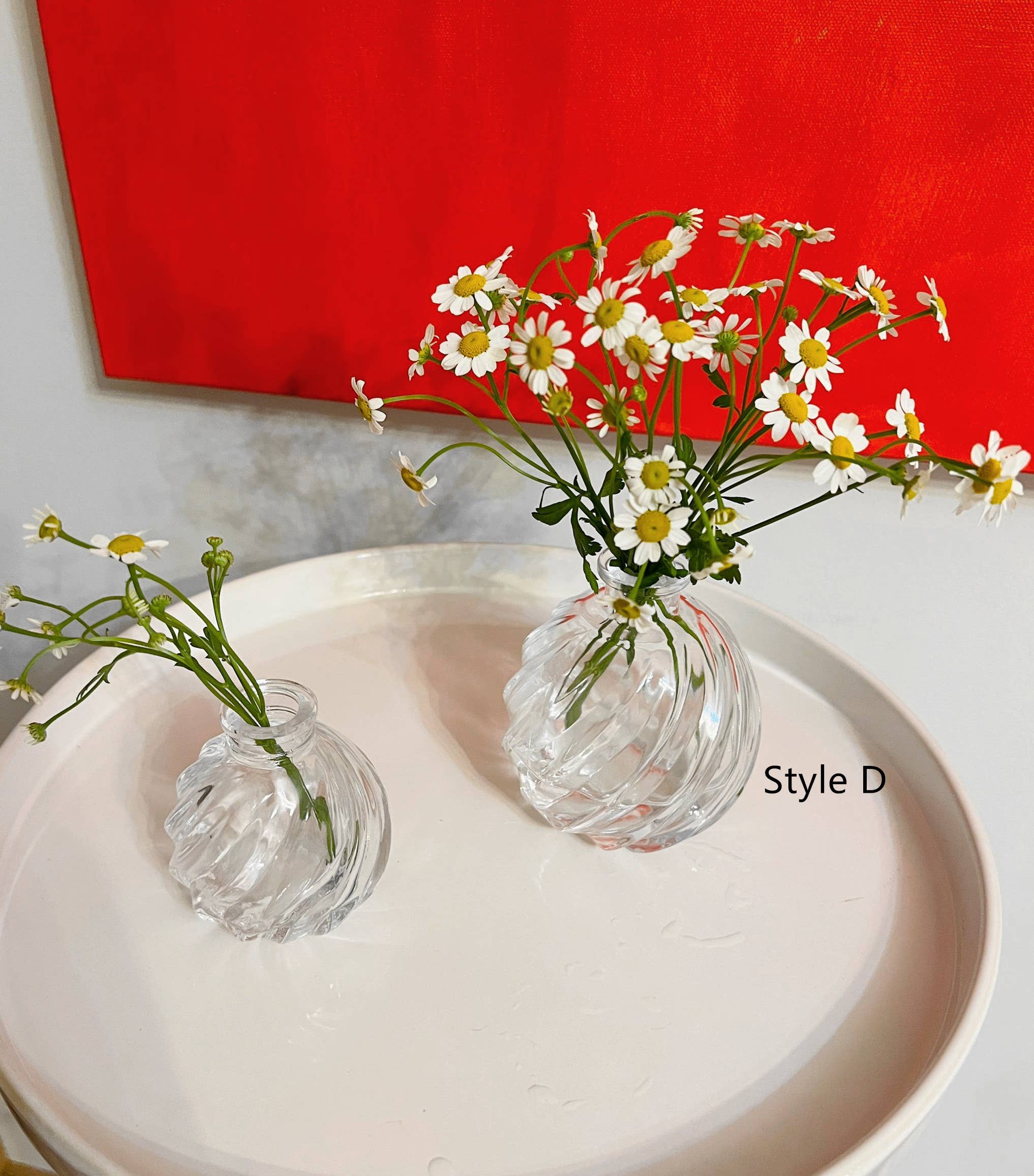 Pleated Glass Bud Vase, Small Glass Vases, Clear: Style C