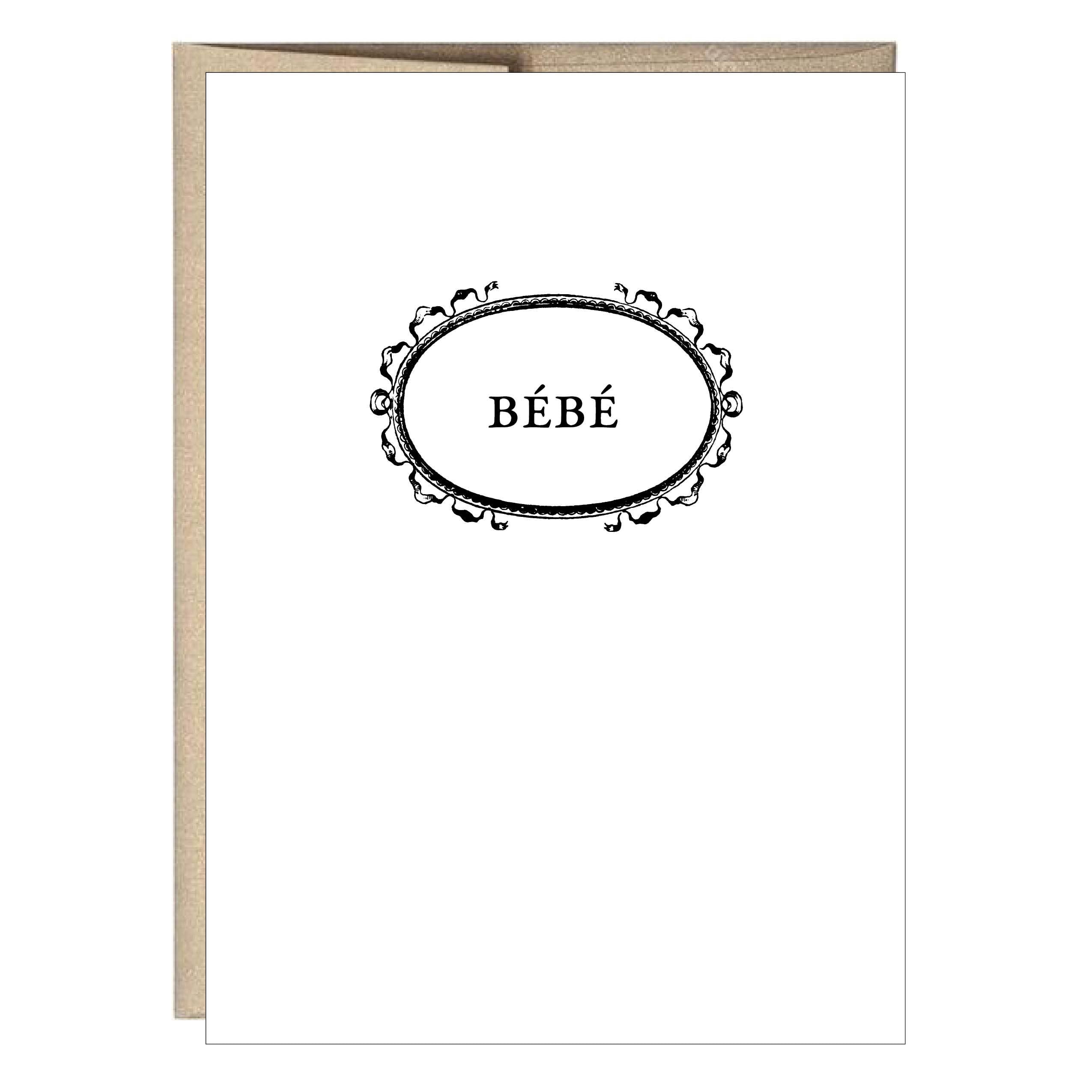 French Bébé Baby Letterpress Greeting Card