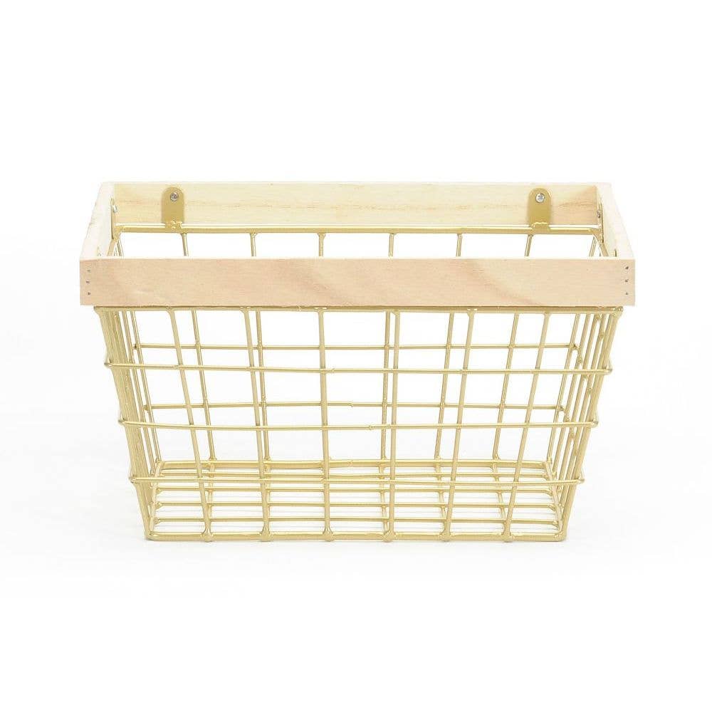 RECTANGULAR GOLD WIRE BASKET