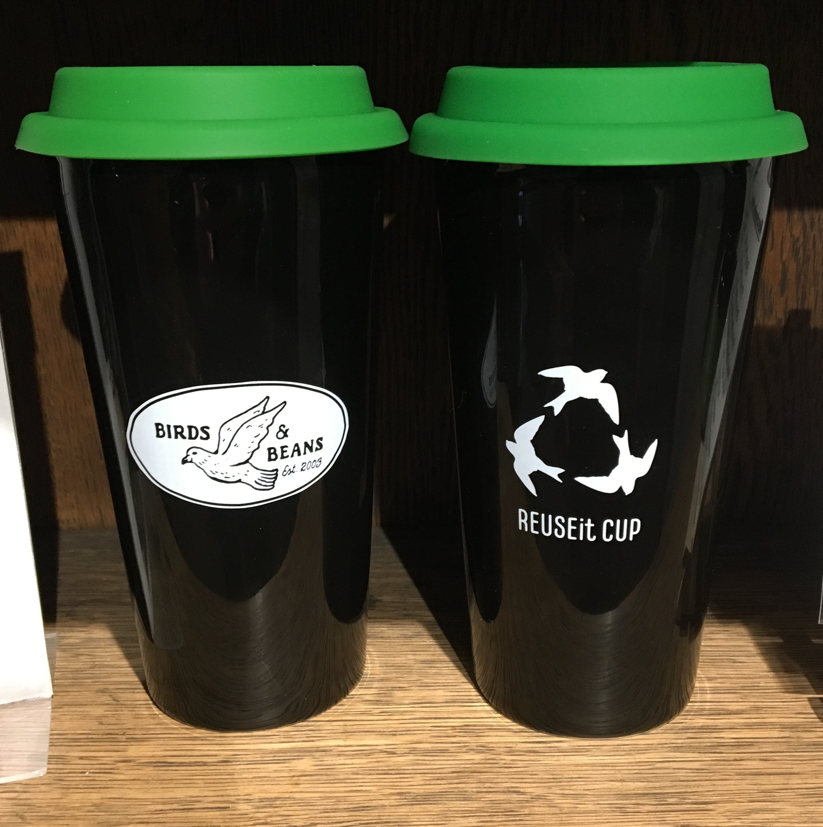 Birds and Beans reusable ceramic travel mug