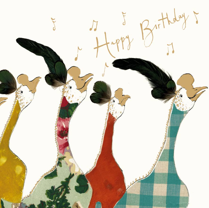 Happy Birthday Geese Gold Foil Card