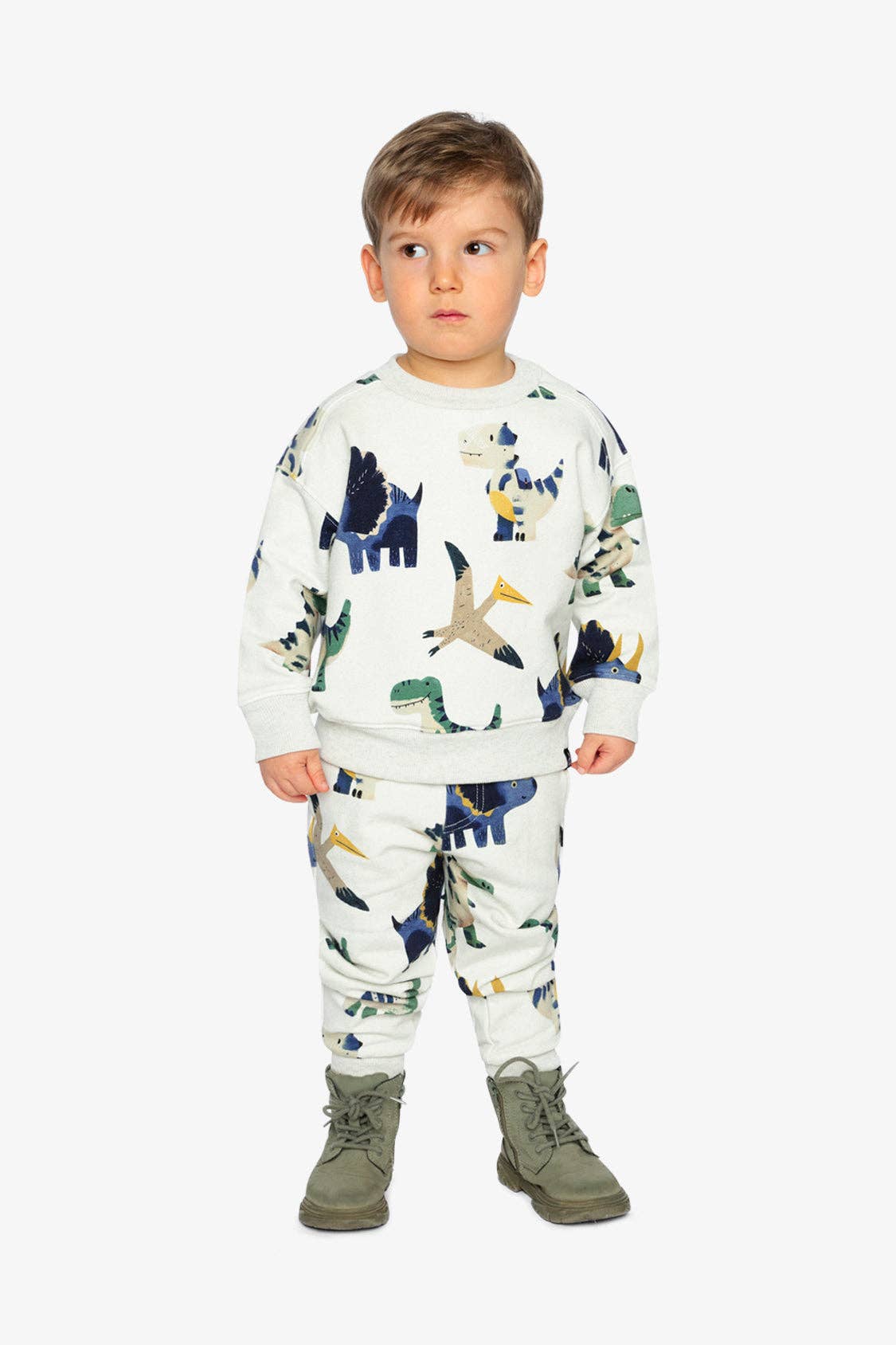 Fleece Sweatshirt Beige Dinosaur Print: 2