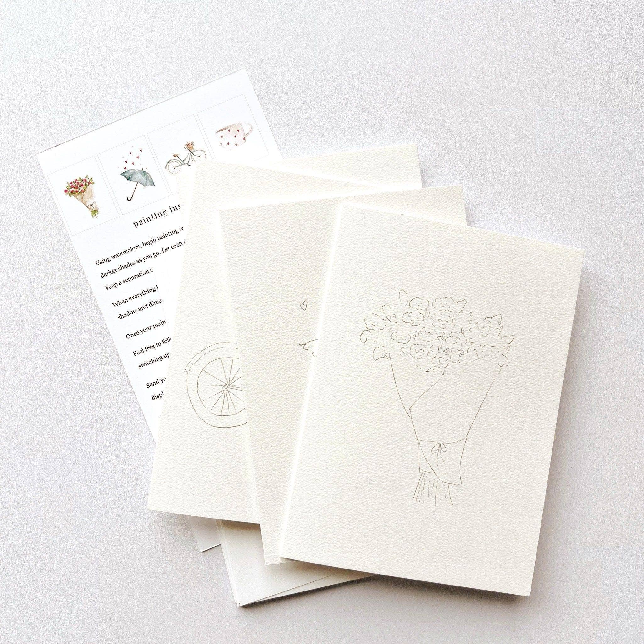 Love sweet love paintable watercolor notecard set