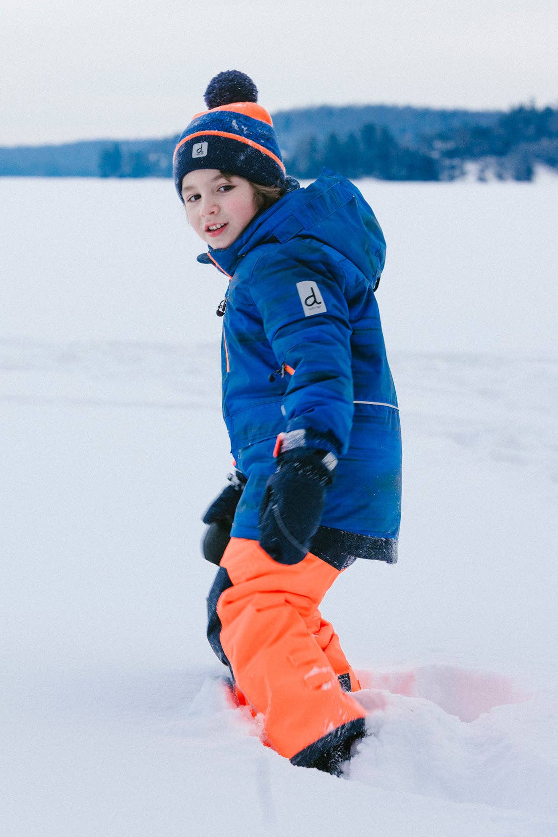 Two Piece Play Snowsuit Navy Blue And Orange With Orange Pants: 7