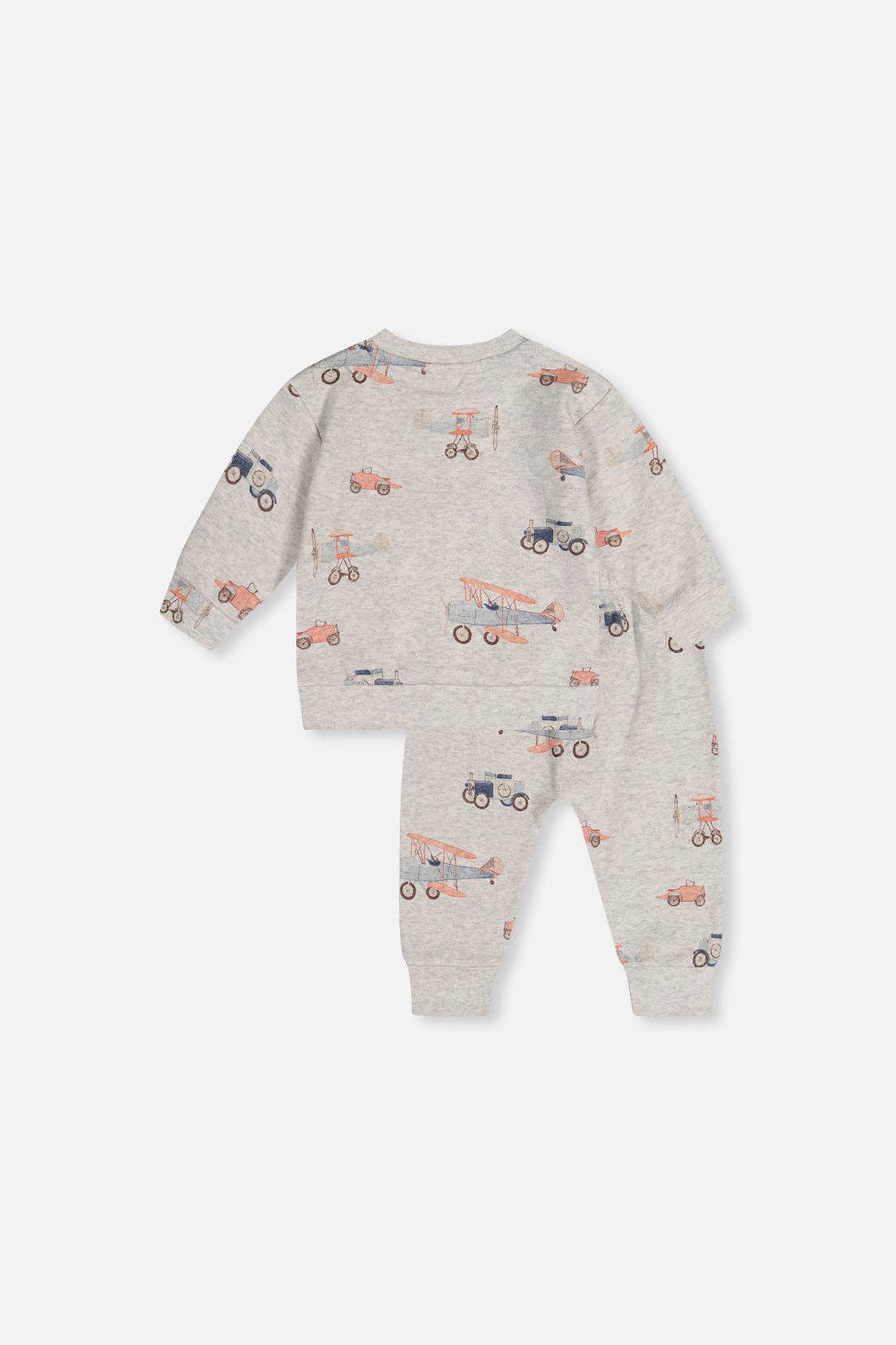 Organic Cotton Pants And Top Set Beige Printed Airplanes: 12m