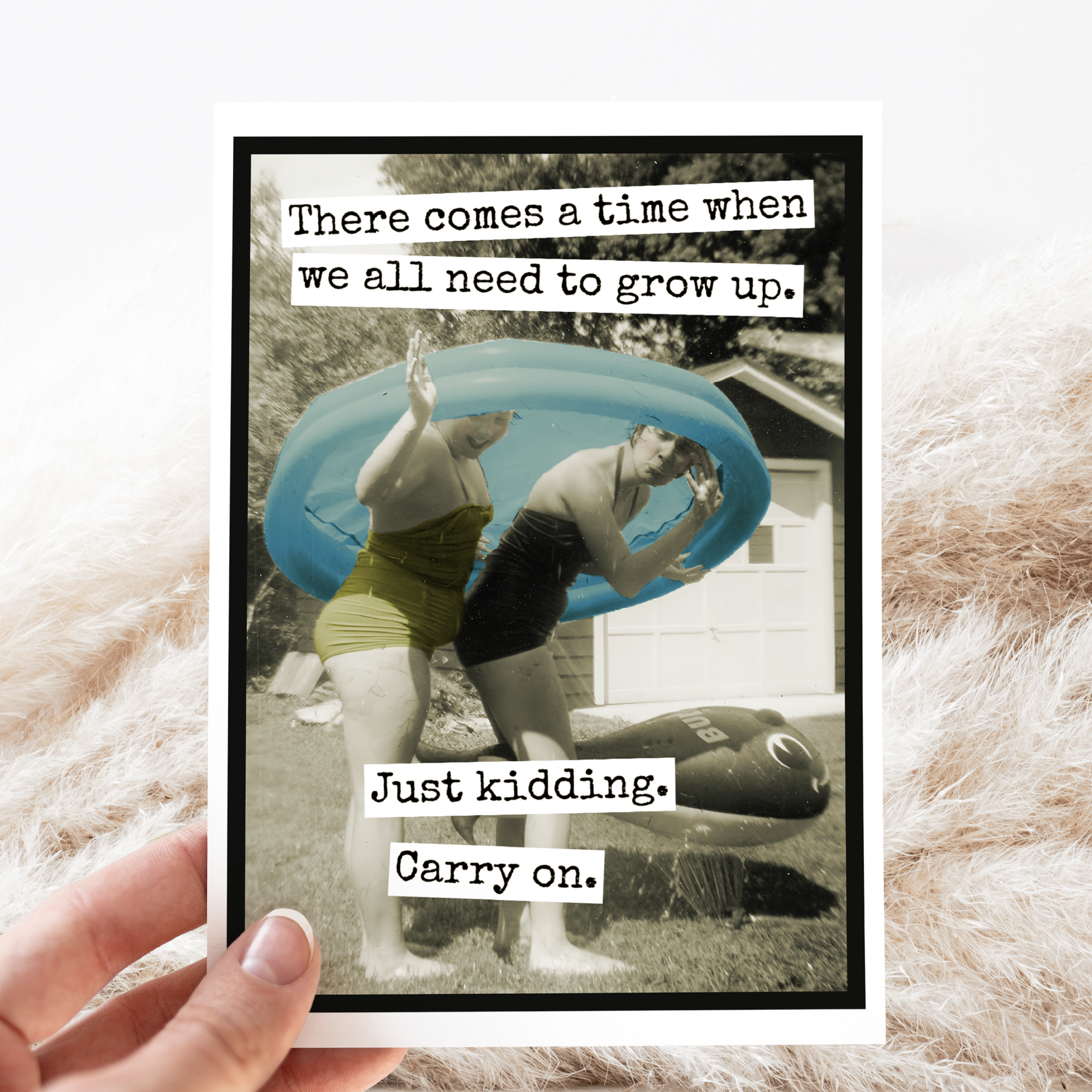 Funny Birthday Card. jk Carry On. Vintage Photo Greeting.