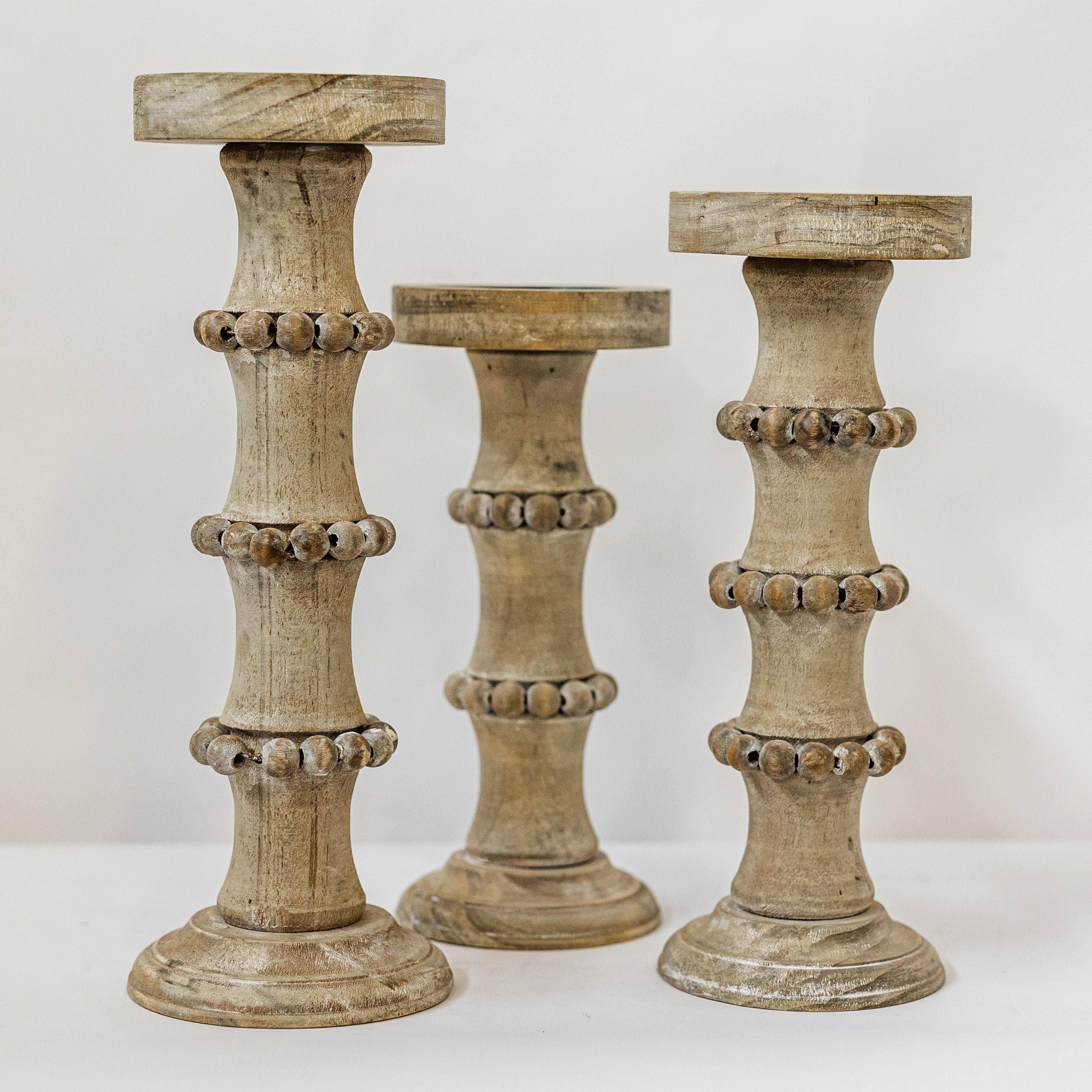 Column Wood Candle Holder, Medium