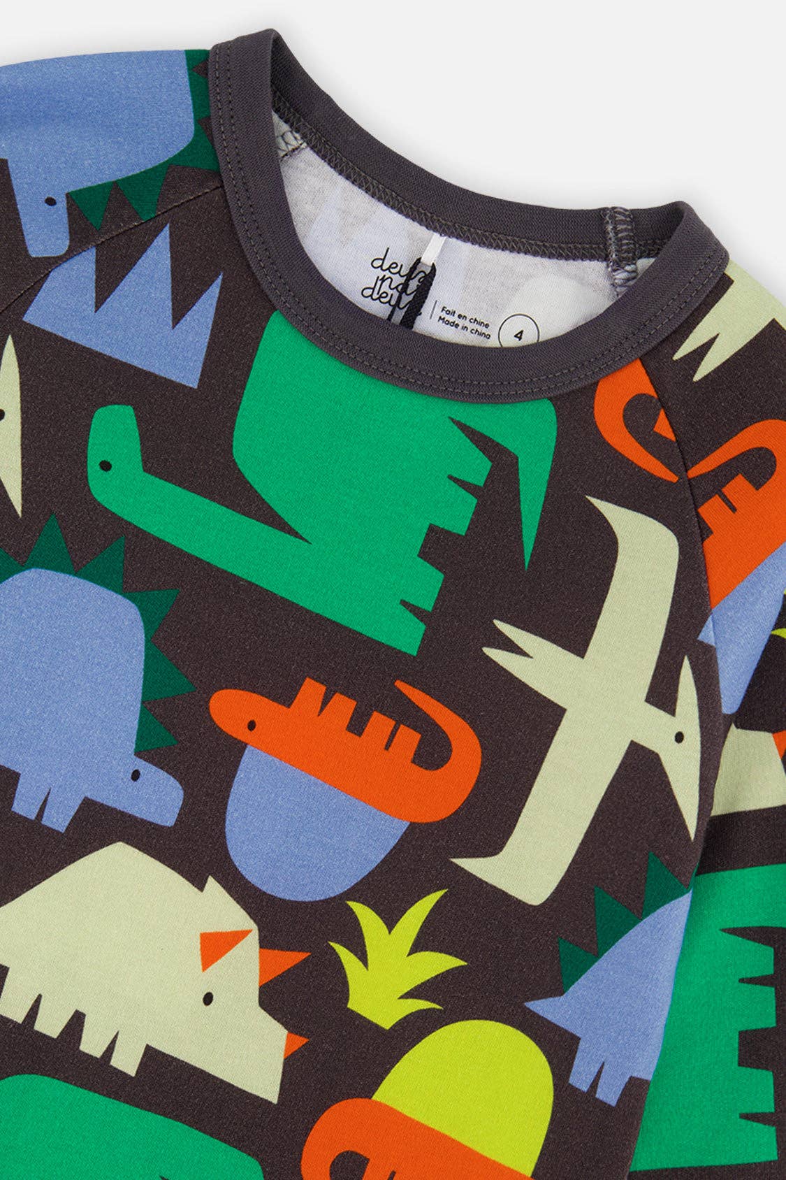 Organic Cotton Two Piece Pajama Set Black Dinosaur Print: 6