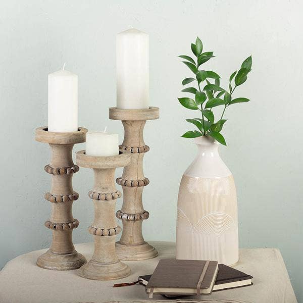 Column Wood Candle Holder, Medium