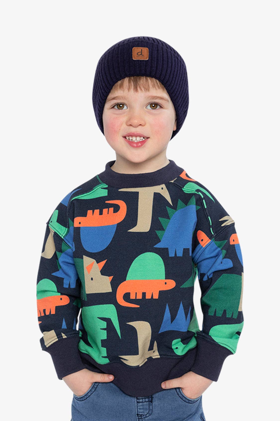 Fleece Sweatshirt Blue Dinosaur Print: 2