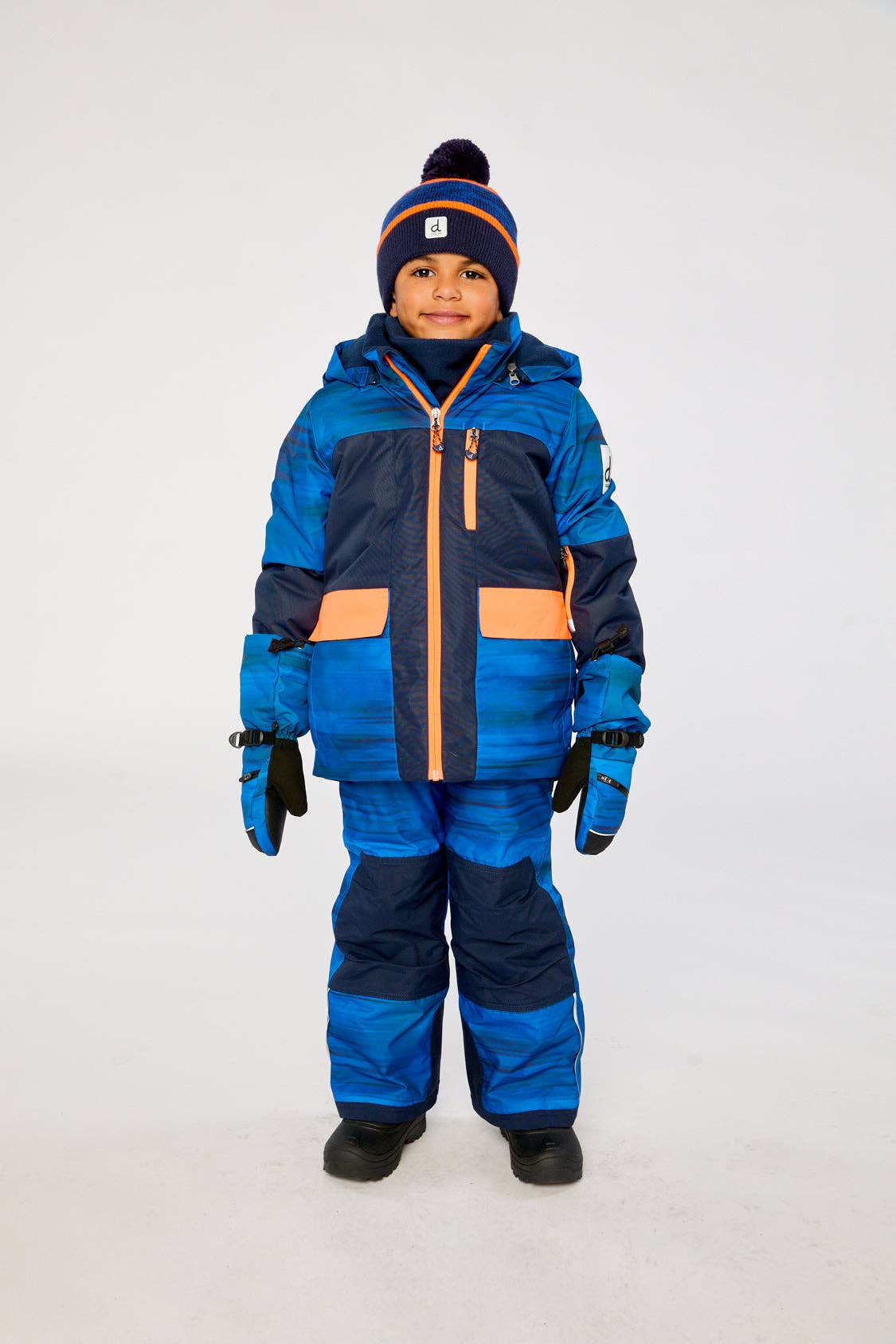 Two Piece Play Snowsuit Navy Blue And Orange With Blue Pants: 5