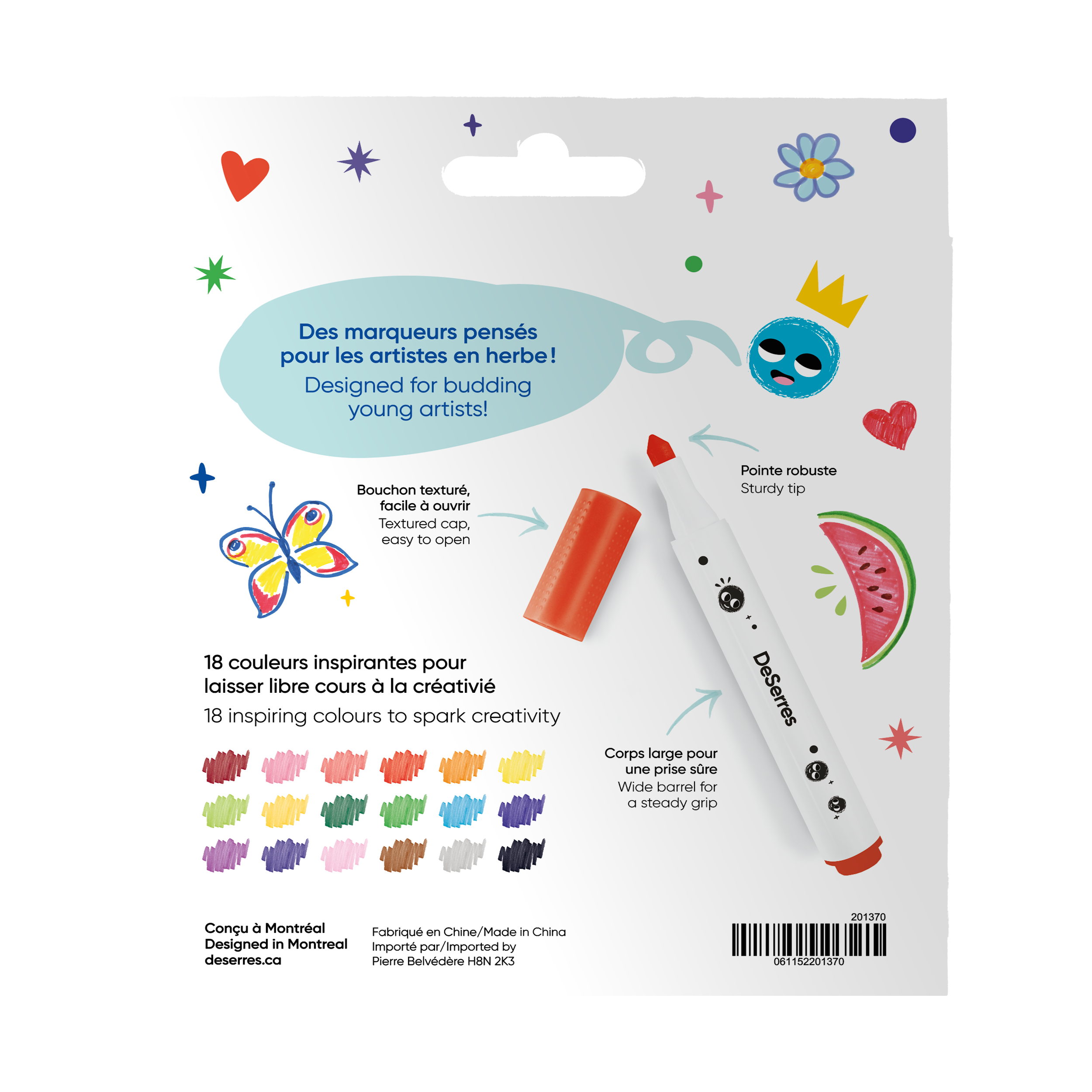 SET OF 18 MARKERS FOR CHILDREN