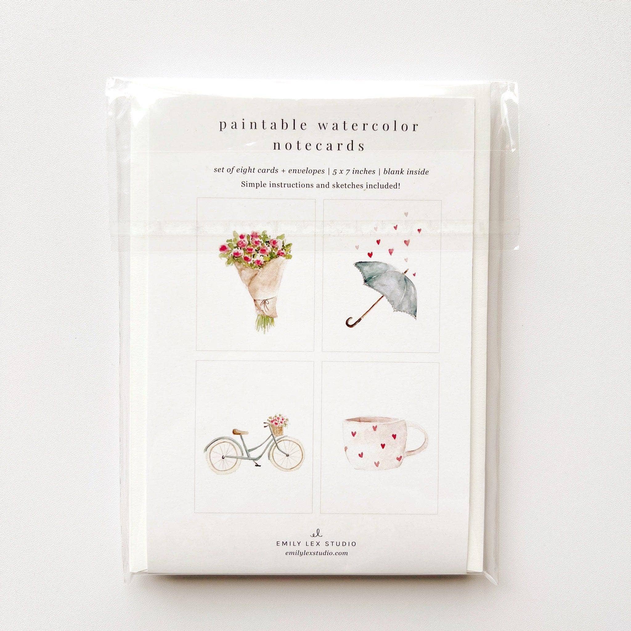 Love sweet love paintable watercolor notecard set