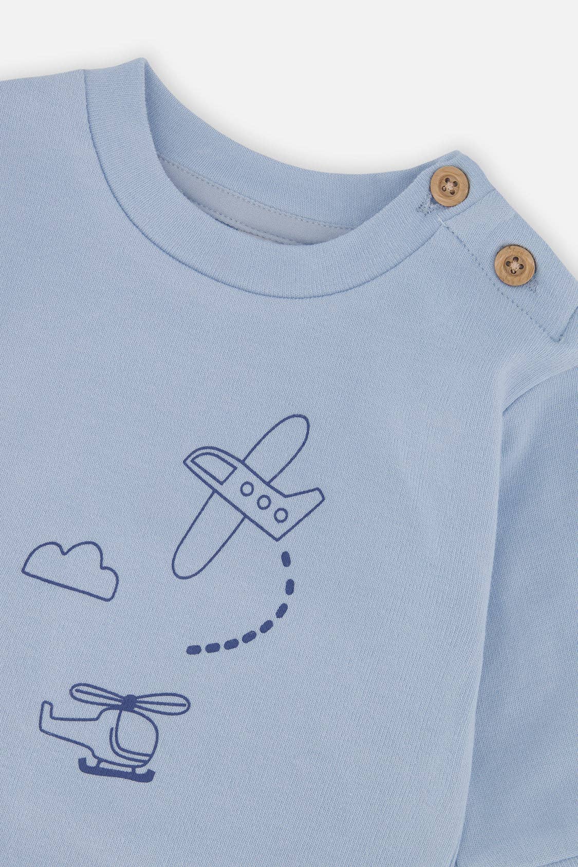 Organic Cotton Pants And Top Set Sky Blue: 12m