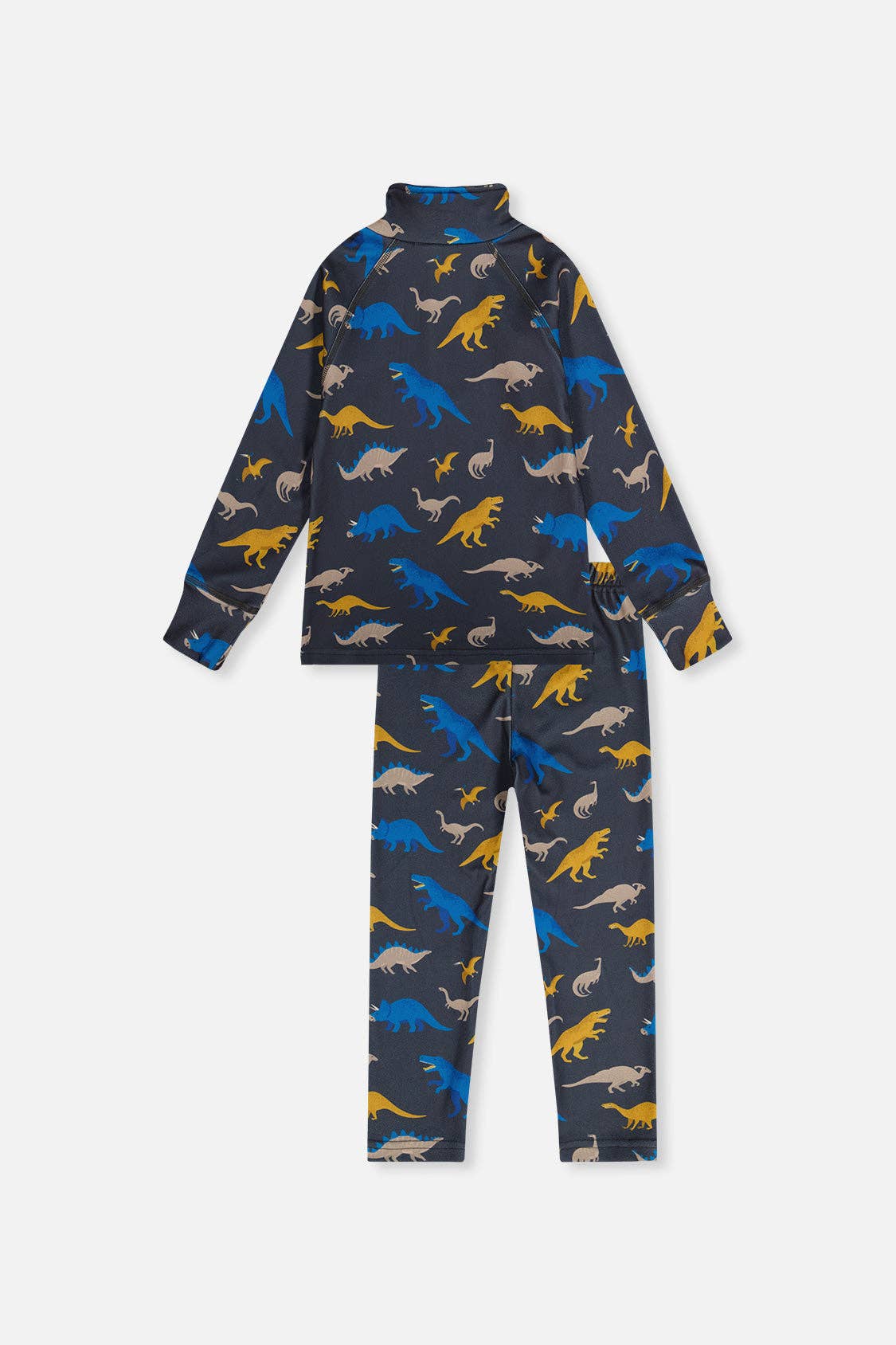 Two Piece Thermal Underwear Grey And Blue Dinosaur Print: 6