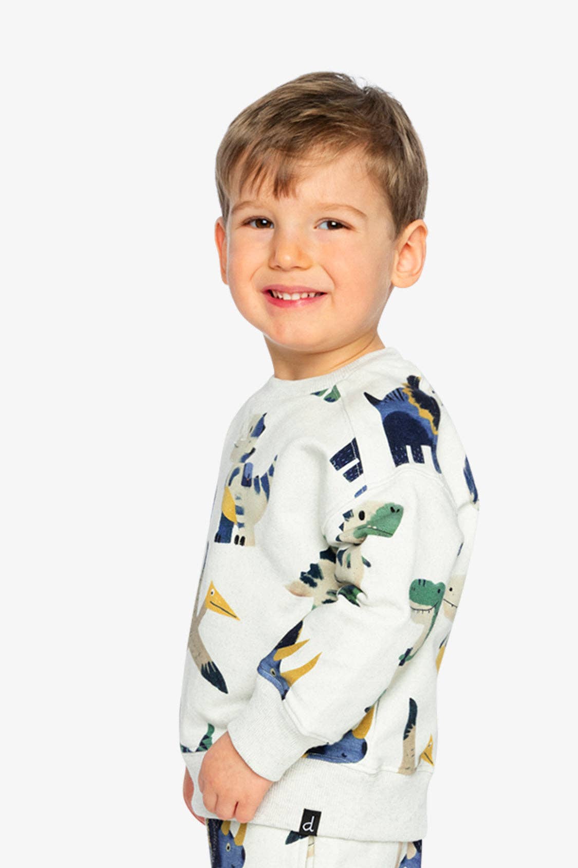 Fleece Sweatshirt Beige Dinosaur Print: 2