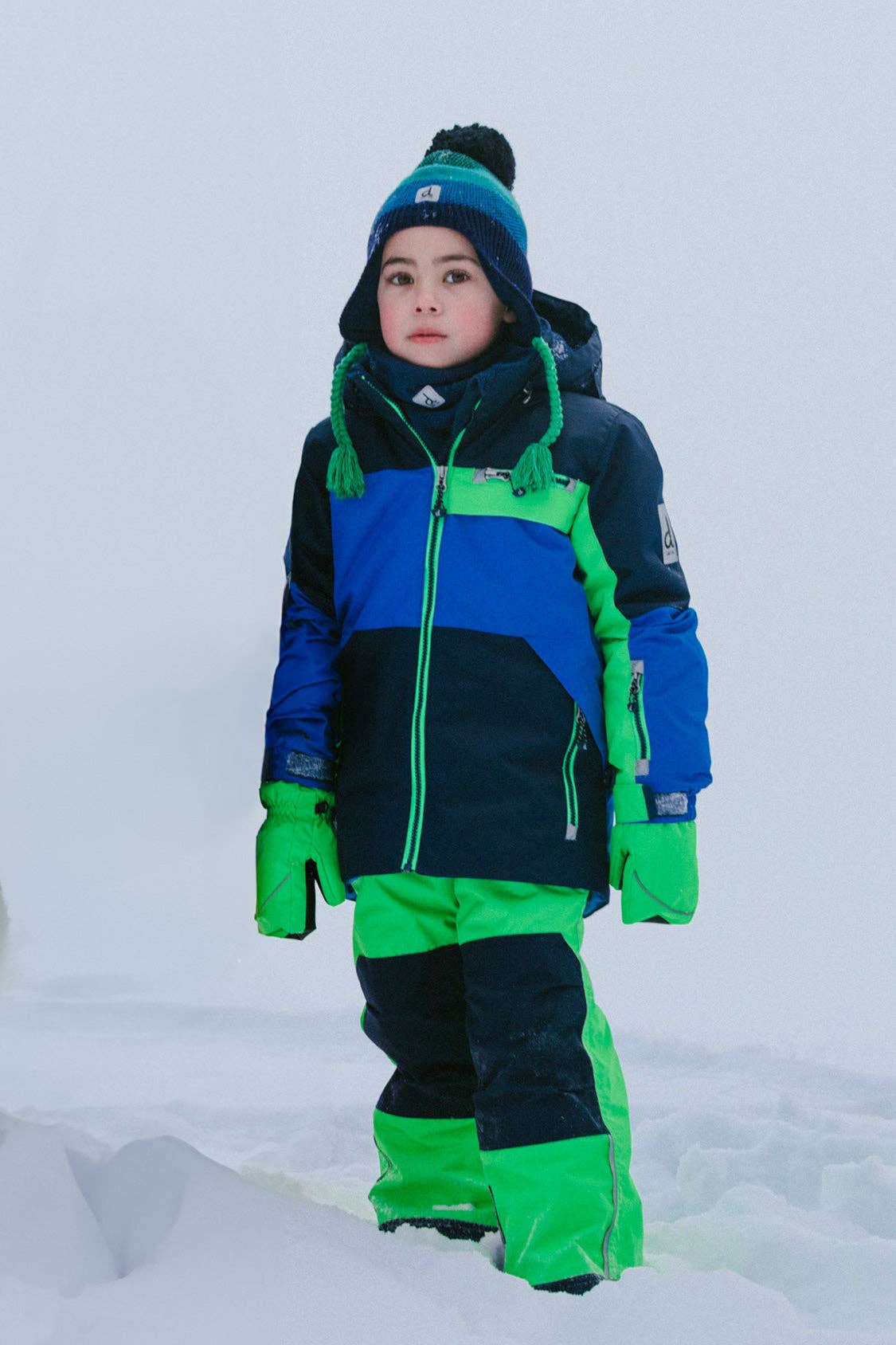 Two Piece Play Snowsuit Royal Blue And Green Colorblock: 6