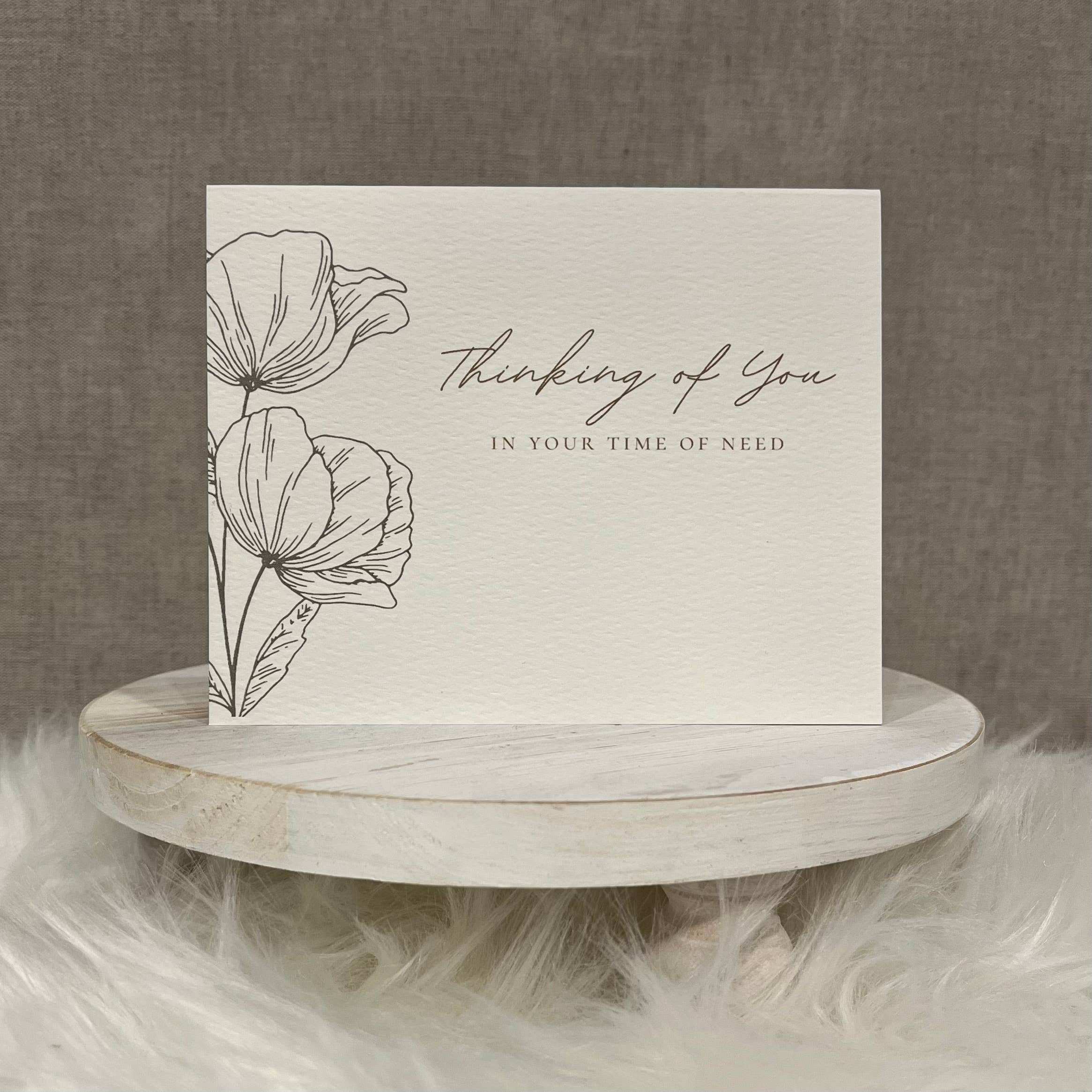 "Thinking of You" Floral Sympathy Card, Incl. Kraft Envelope: Square