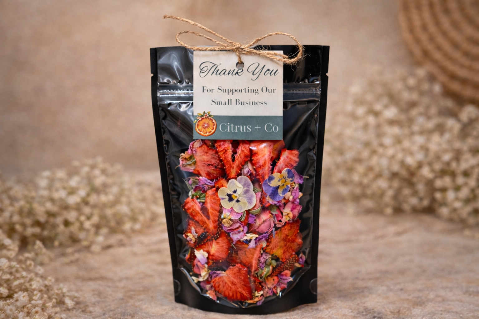 Dehydrated Organic Strawberries + Floral Blend : Small 25g