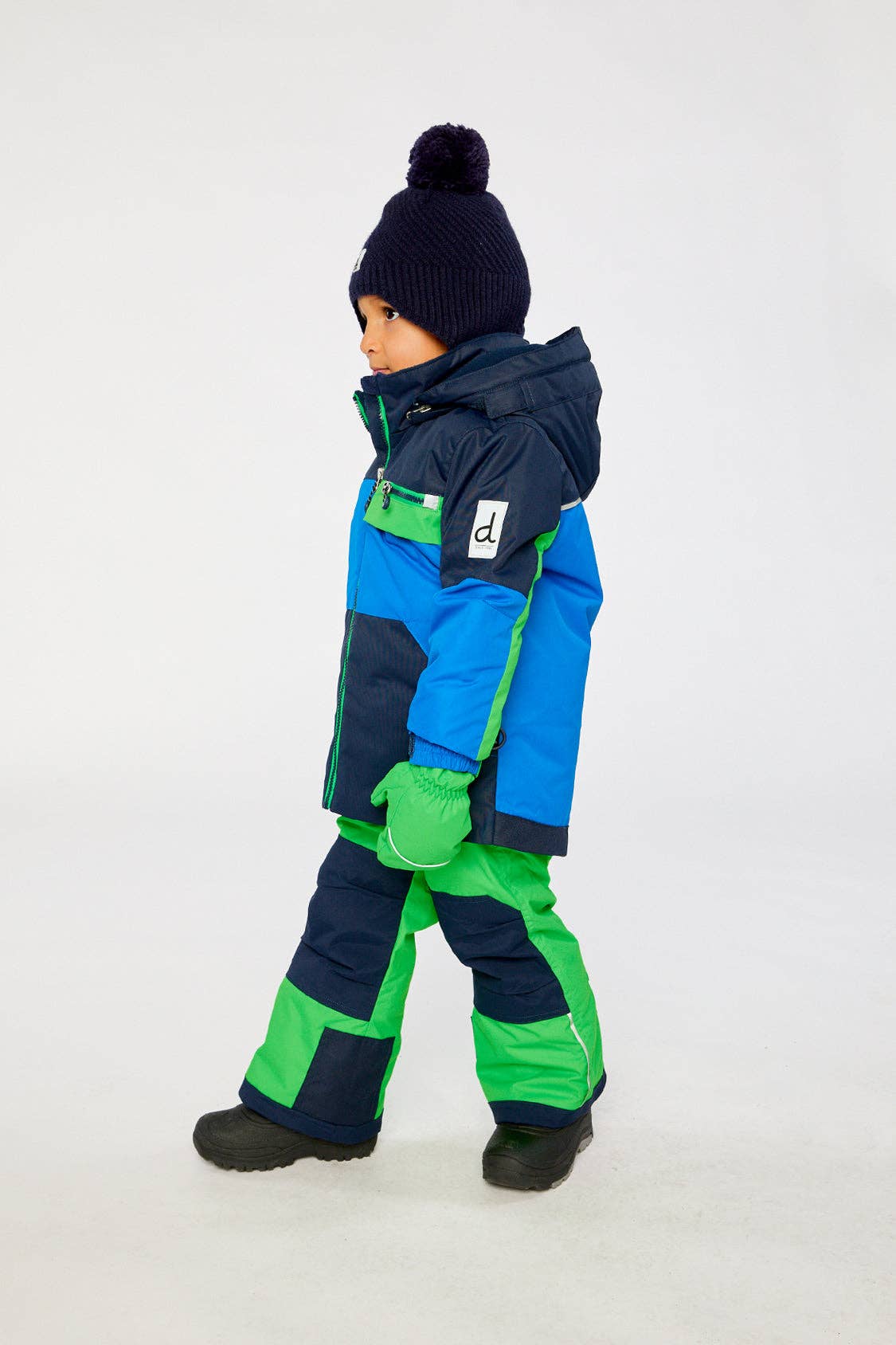 Two Piece Play Snowsuit Royal Blue And Green Colorblock: 6