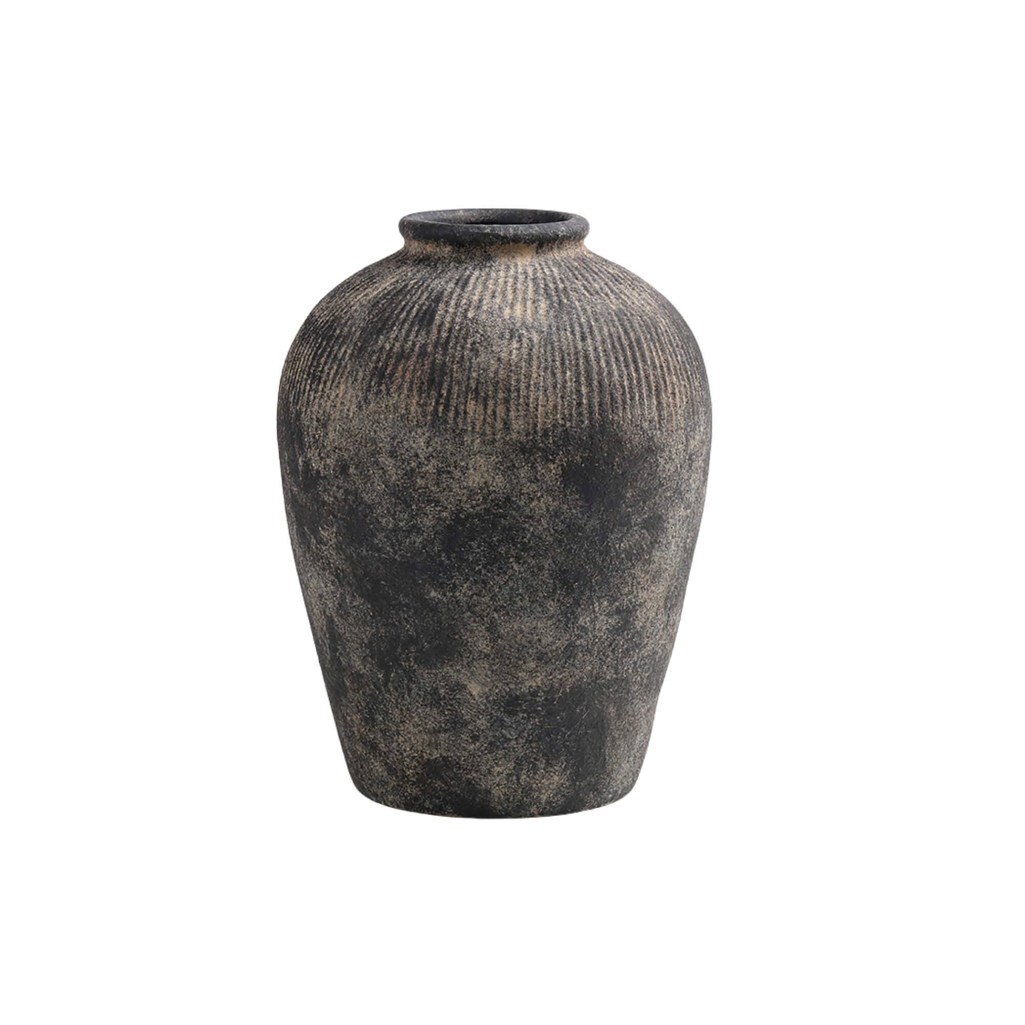 BLACK TERRACOTTA VASE MEDIUM