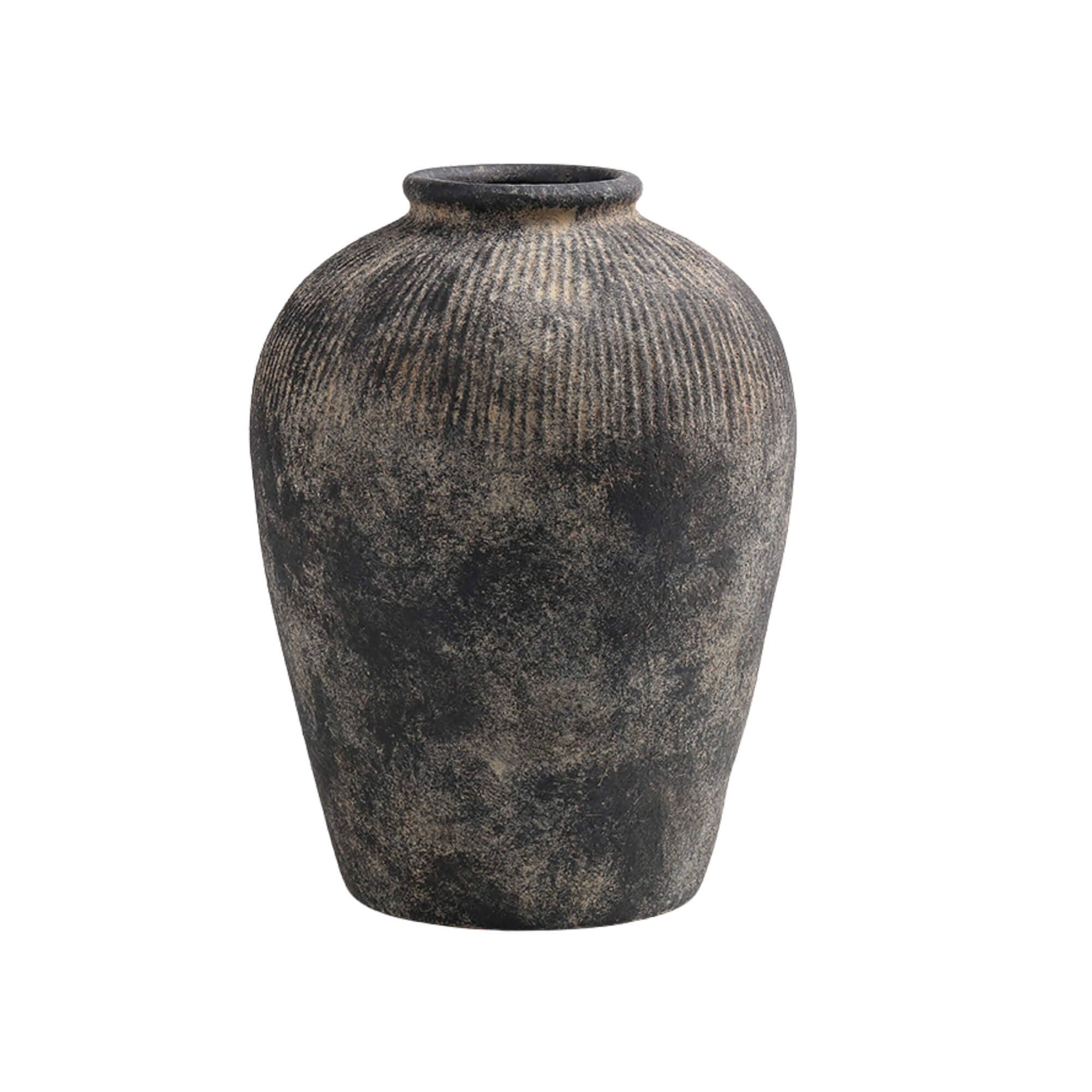 BLACK TERRACOTTA VASE LARGE