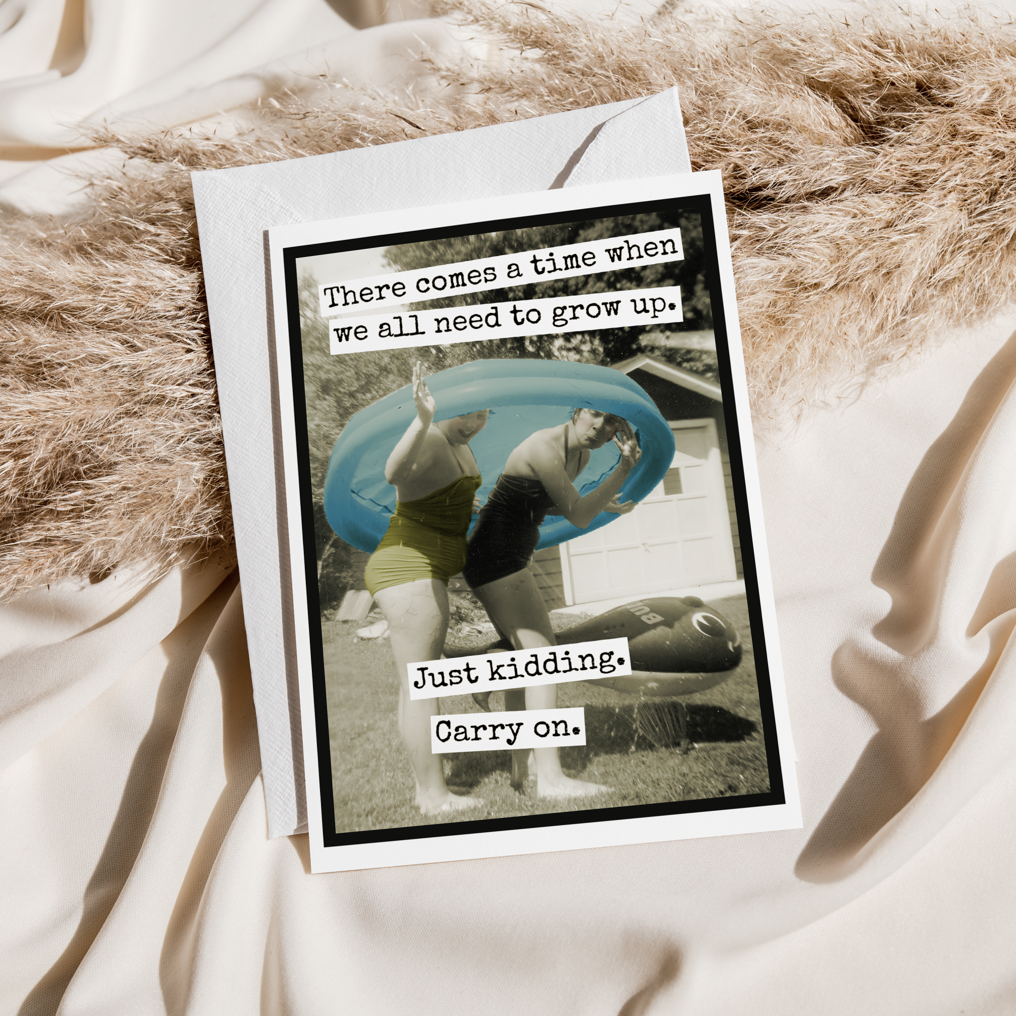 Funny Birthday Card. jk Carry On. Vintage Photo Greeting.