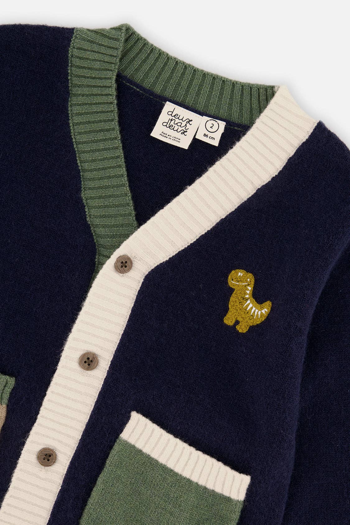 Knit Cardigan With Dino Dark Blue, Green And Yellow: 6