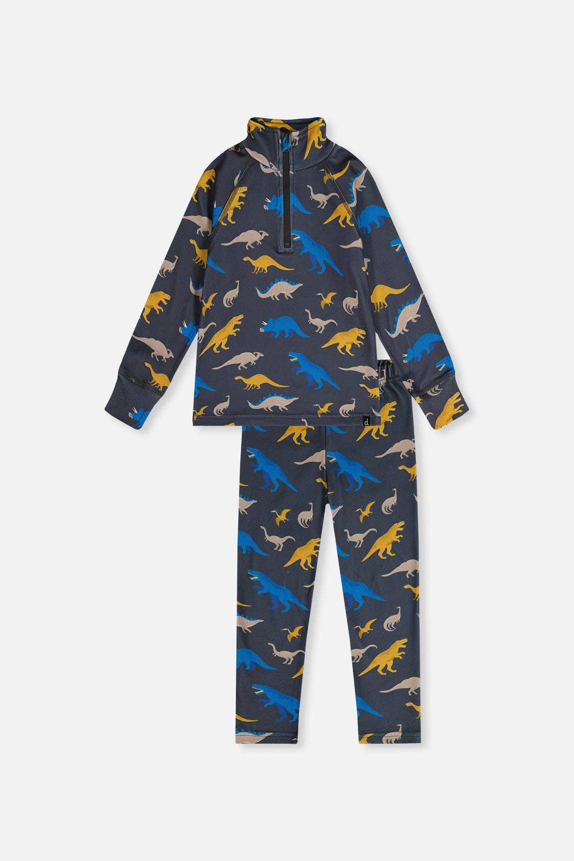 Two Piece Thermal Underwear Grey And Blue Dinosaur Print: 6
