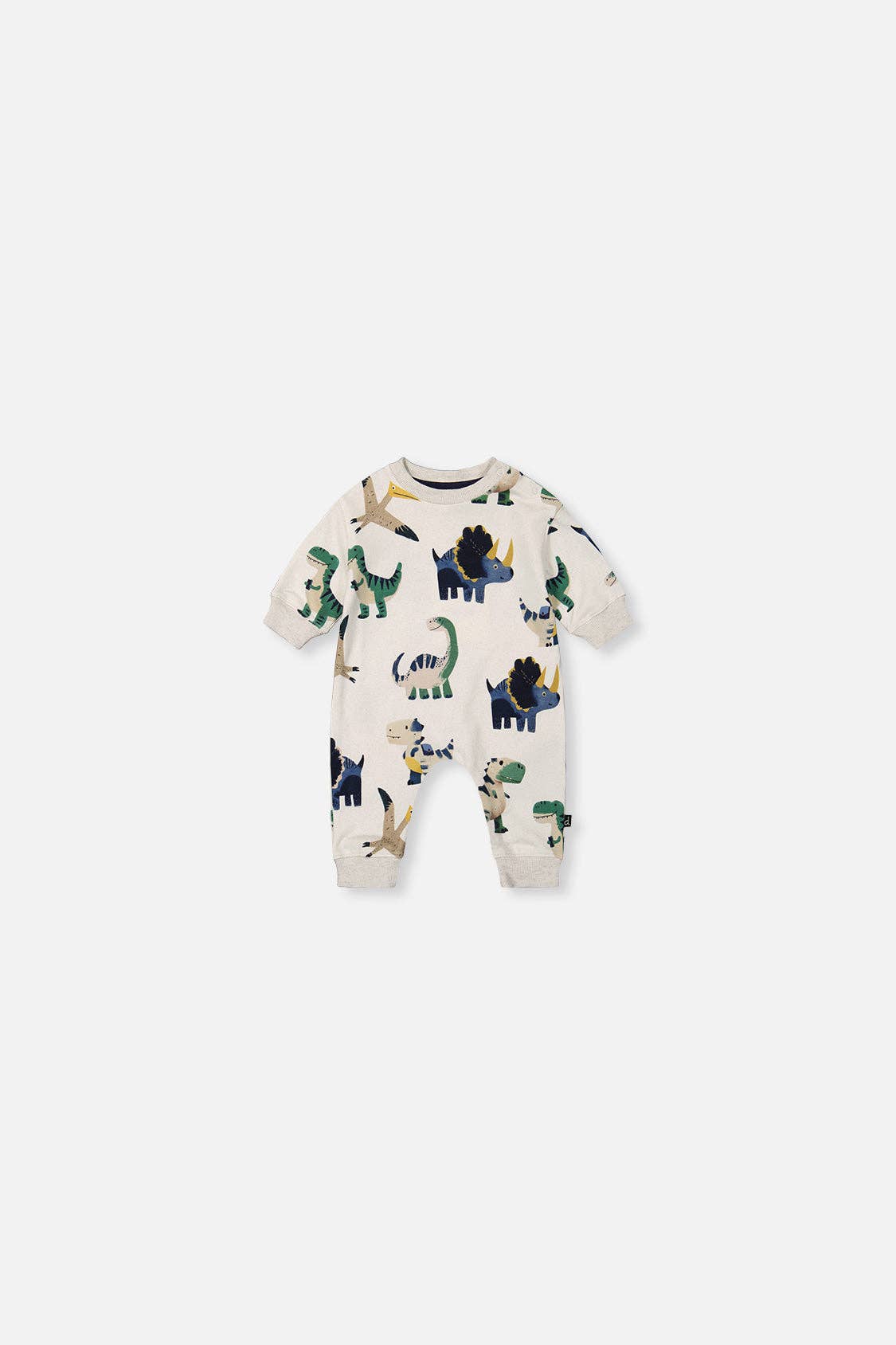 Baby Fleece Jumpsuit Beige Dinosaur Print: 12m