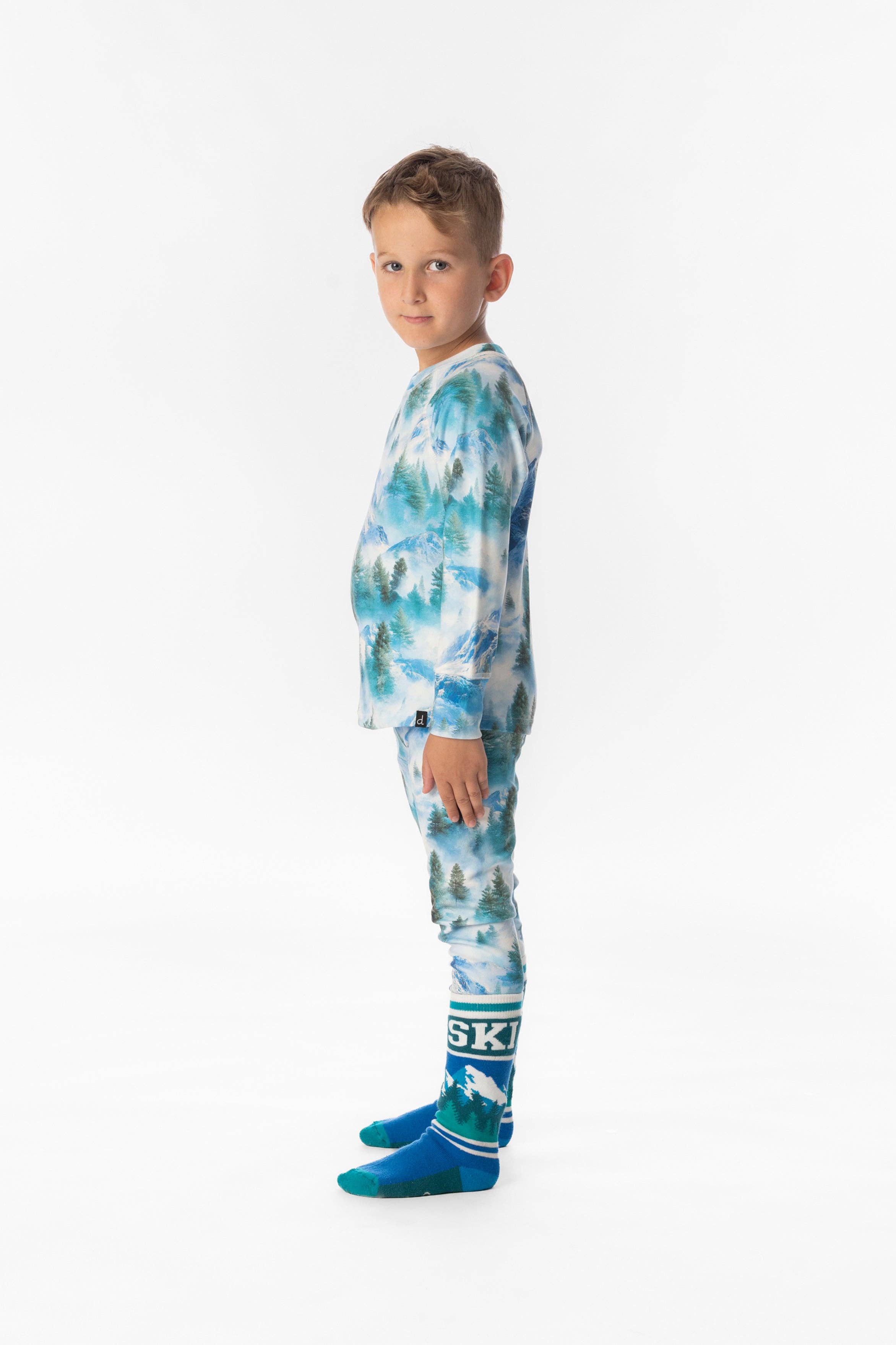 Two Piece Thermal Underwear Blue Mountain Print: 3