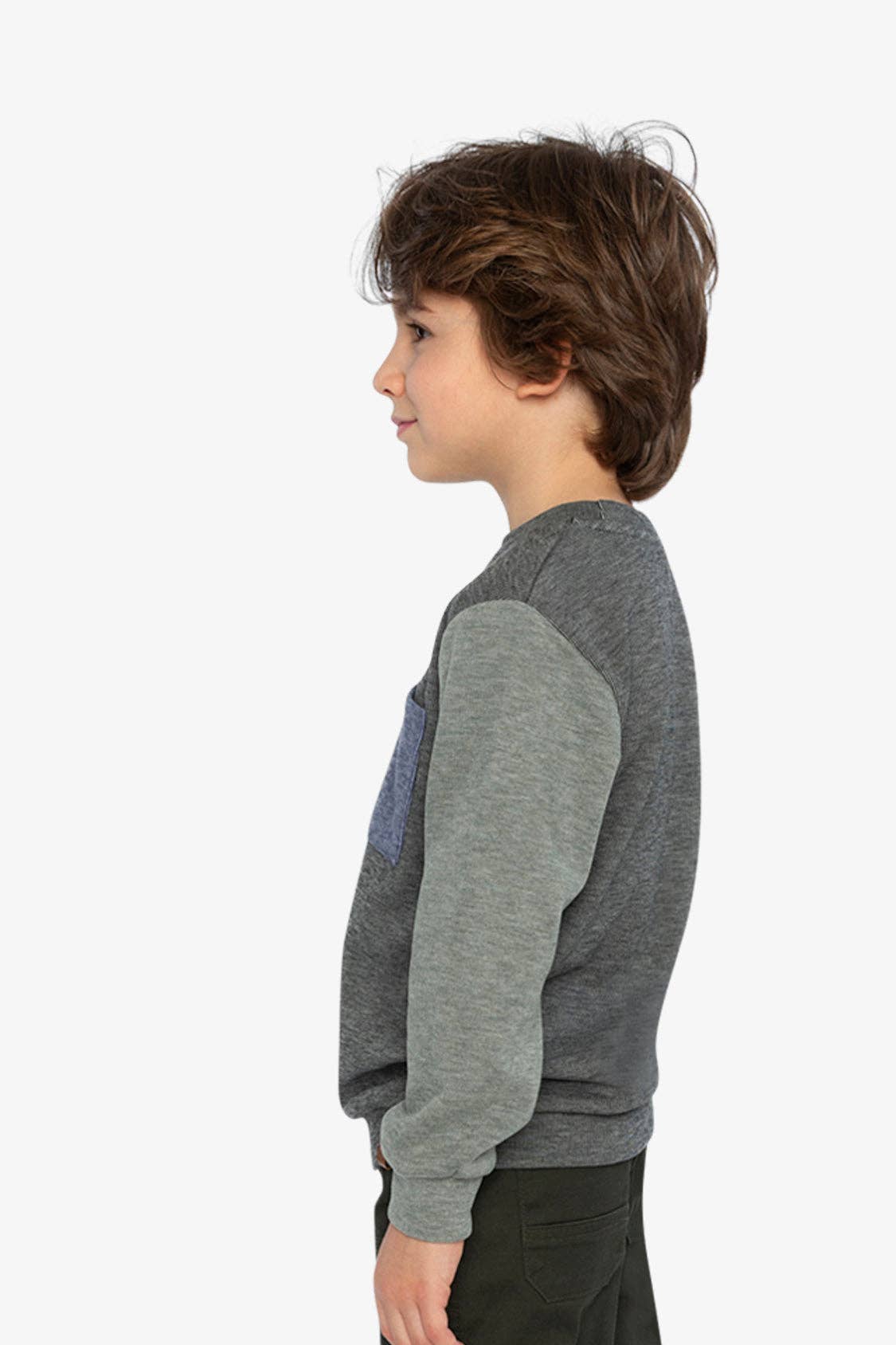 Colorblock Brushed Jersey Top With Chest Pocket Grey Brown: 5