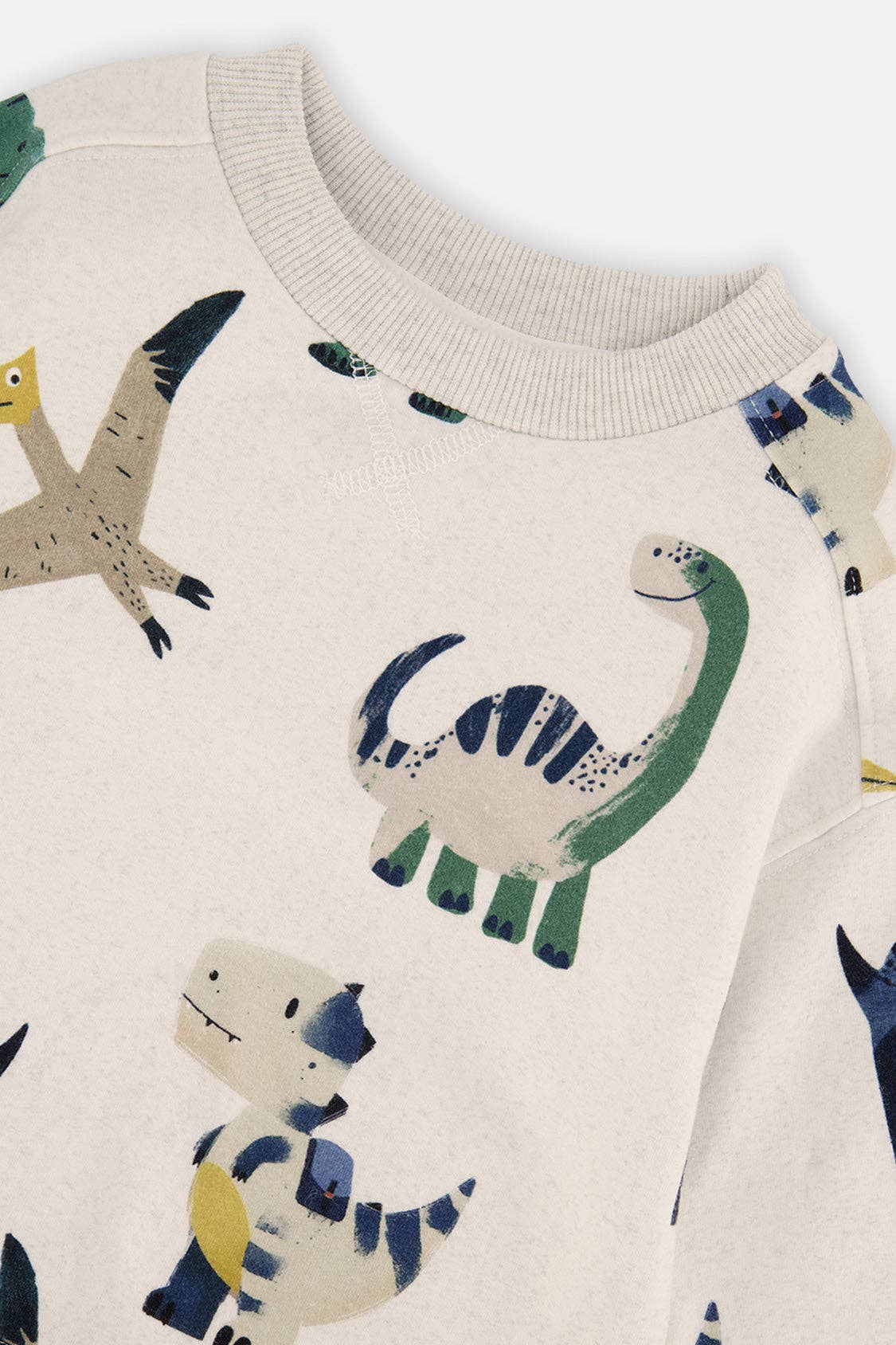 Fleece Sweatshirt Beige Dinosaur Print: 2